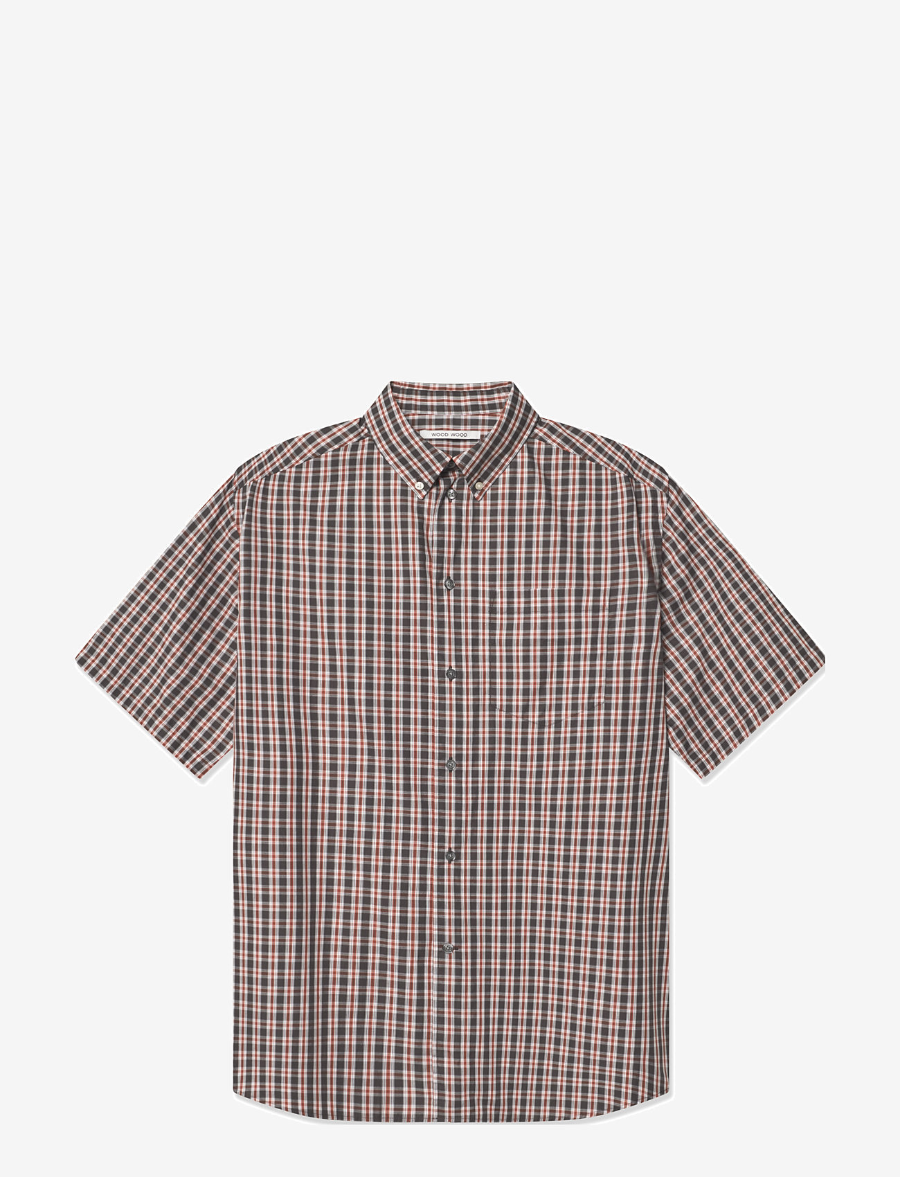 WOOD WOOD - WWAaron SS shirt check - kurzarmhemden - flame scarlet - 1