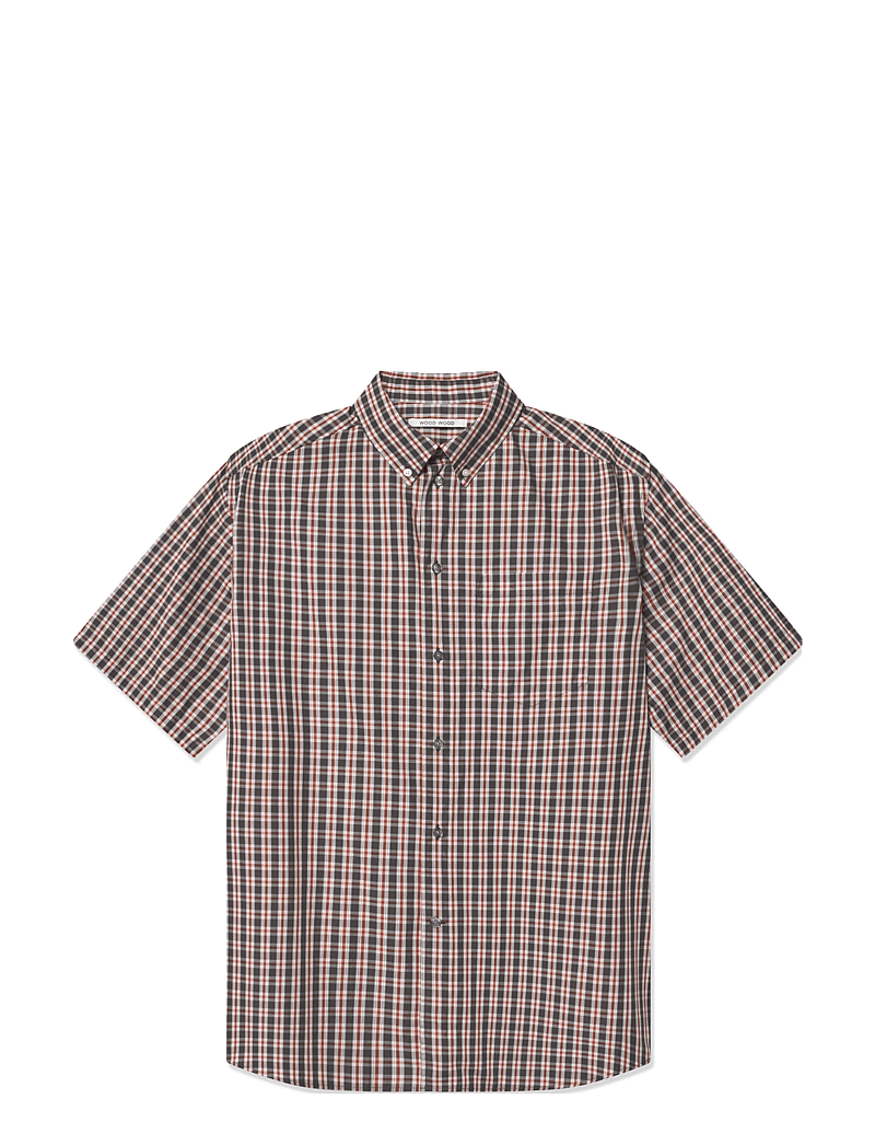 WOOD WOOD - WWAaron SS shirt check - kurzarmhemden - flame scarlet - 1