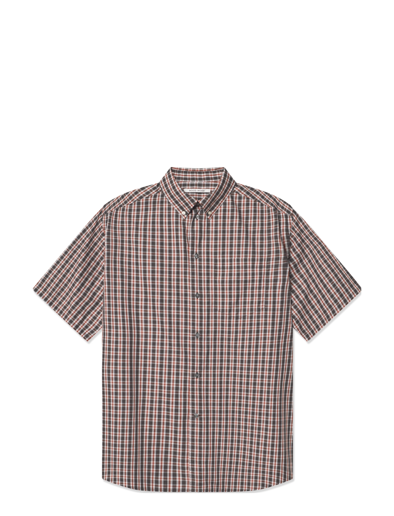 WOOD WOOD WWAaron SS shirt check - Ruudulised särgid - FLAME SCARLET / burgundy