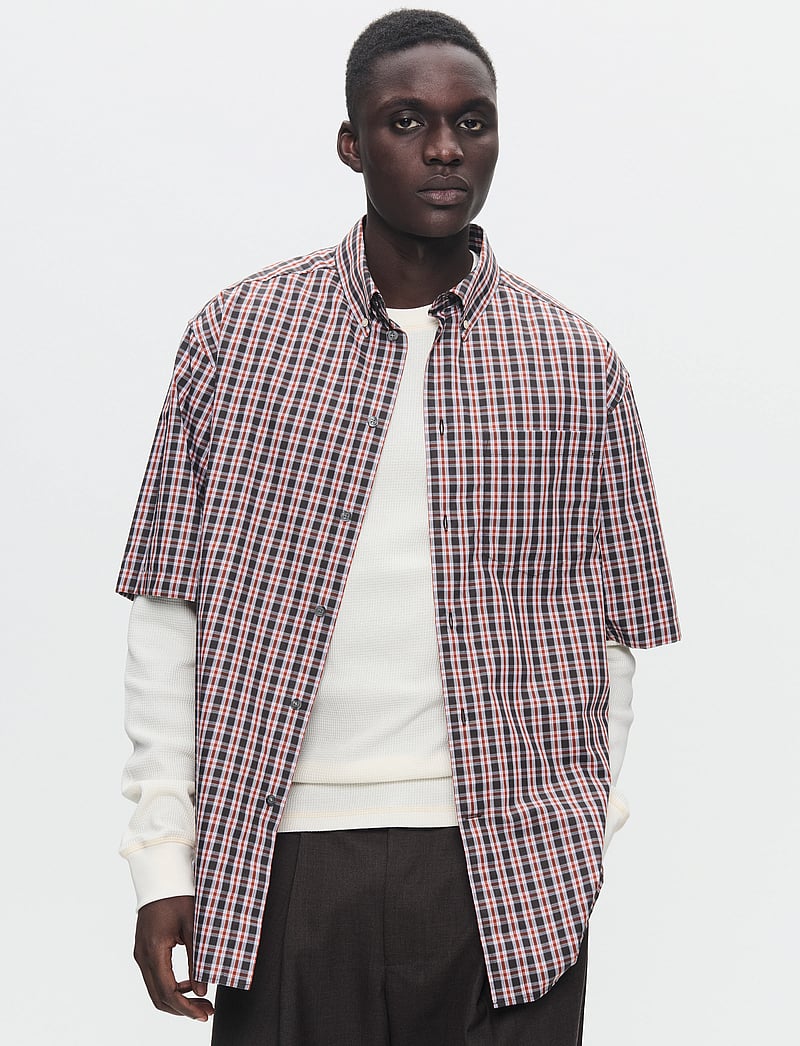 WOOD WOOD - WWAaron SS shirt check - kurzarmhemden - flame scarlet - 0