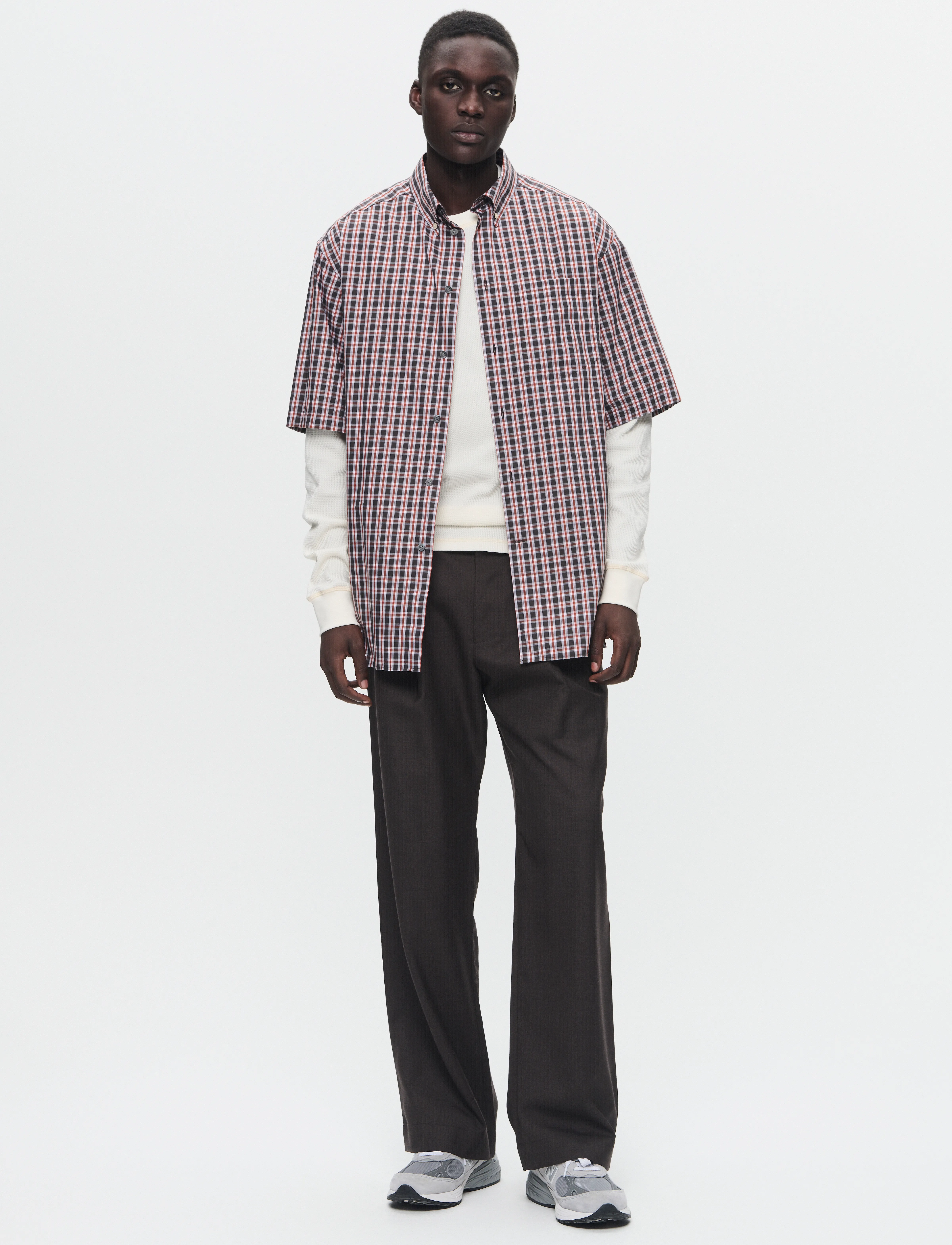 WOOD WOOD - WWAaron SS shirt check - chemises à manches courtes - flame scarlet - 2