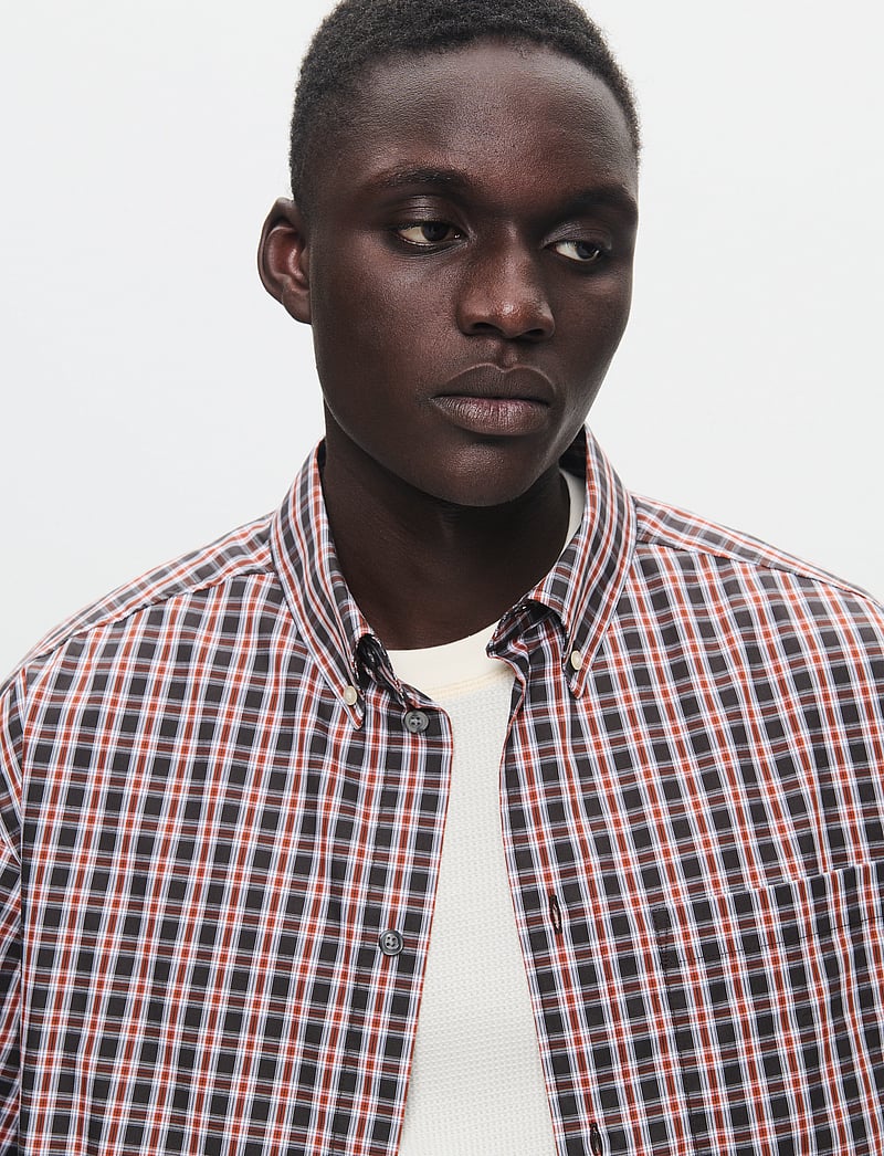 WOOD WOOD - WWAaron SS shirt check - kurzarmhemden - flame scarlet - 4