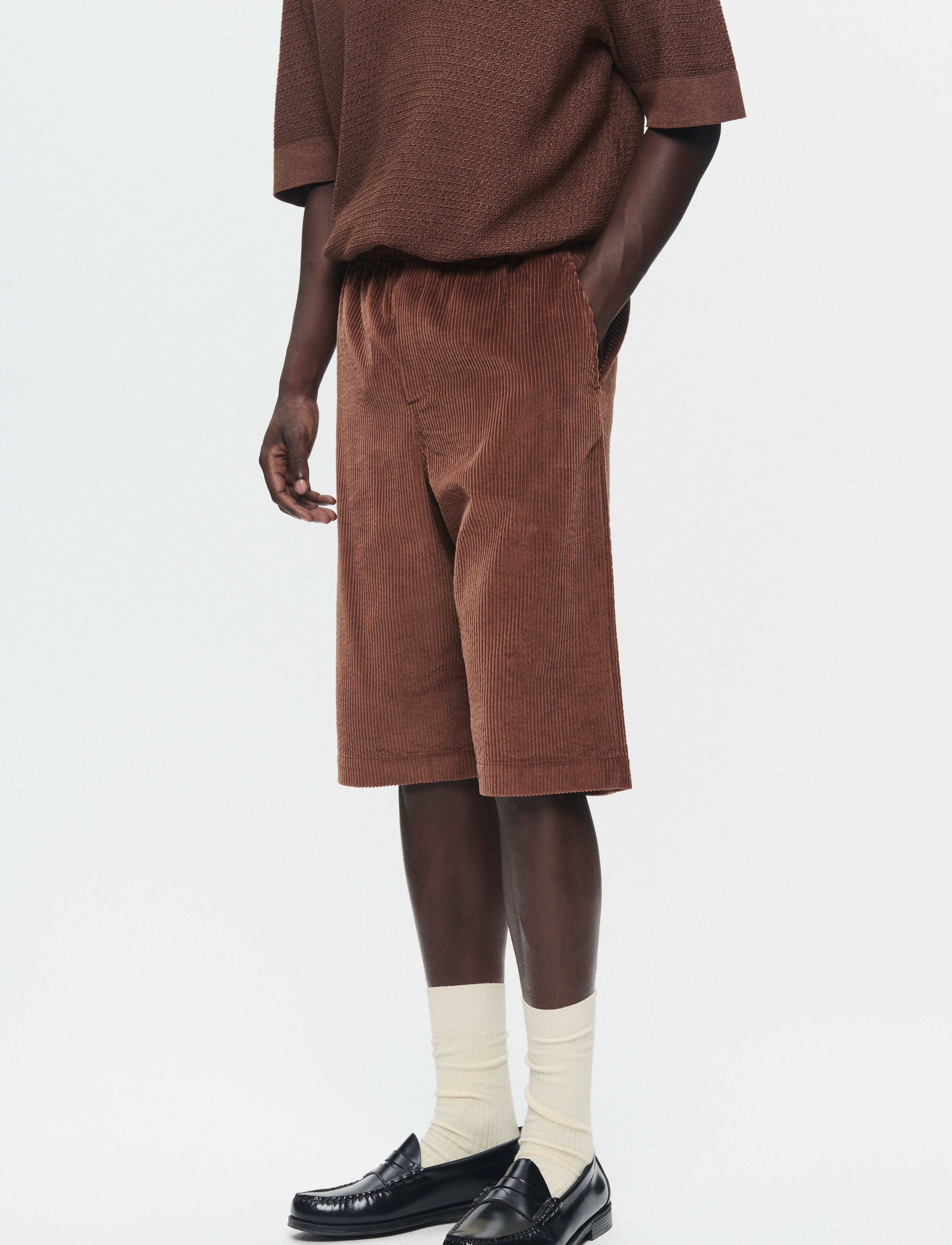 WOOD WOOD WWBrett corduroy shorts - Festival outfit - POTTING SOIL / brown