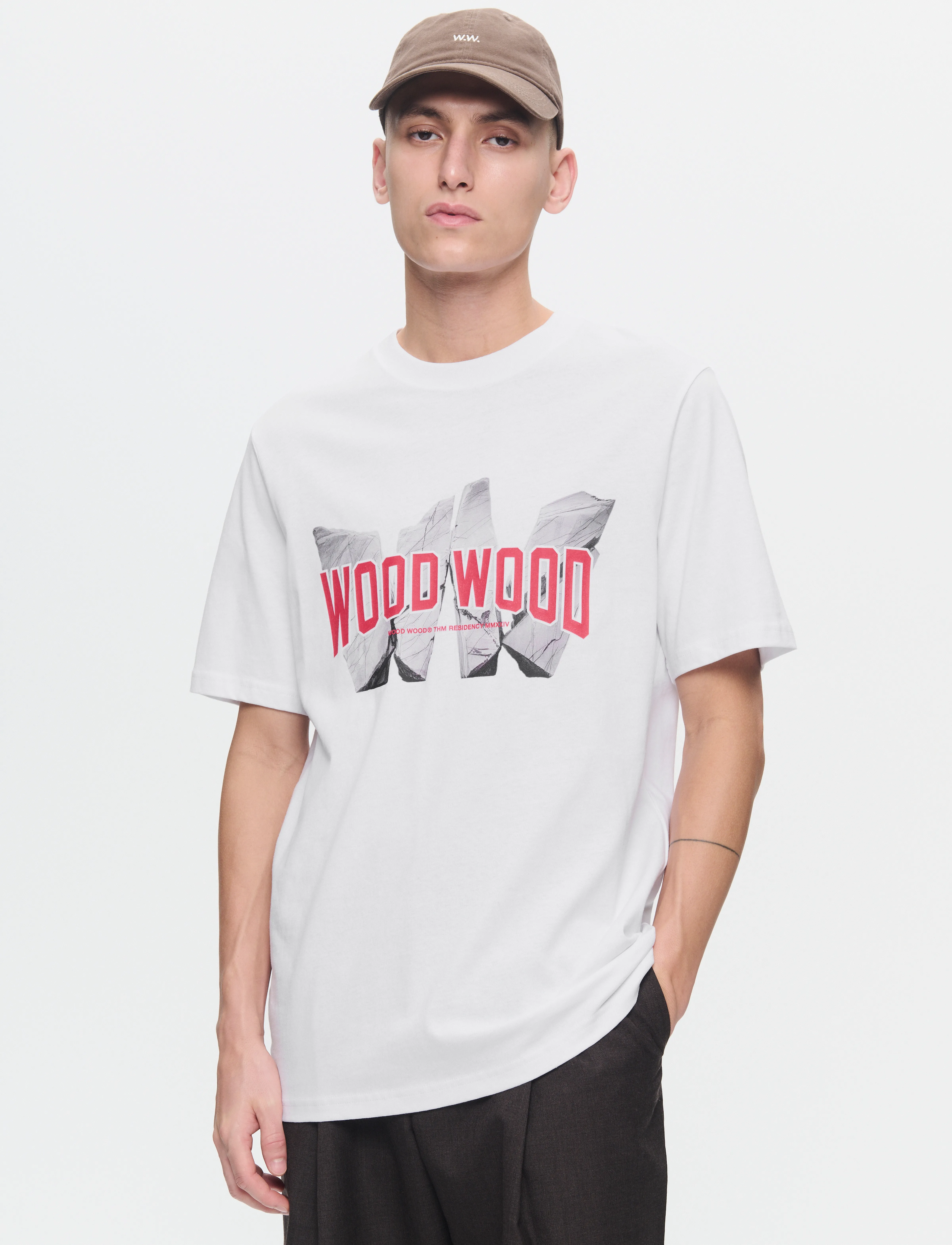 WOOD WOOD Wwbobby Archrock, Mænd, Grafisk T-Shirt, Hvid, Str: S