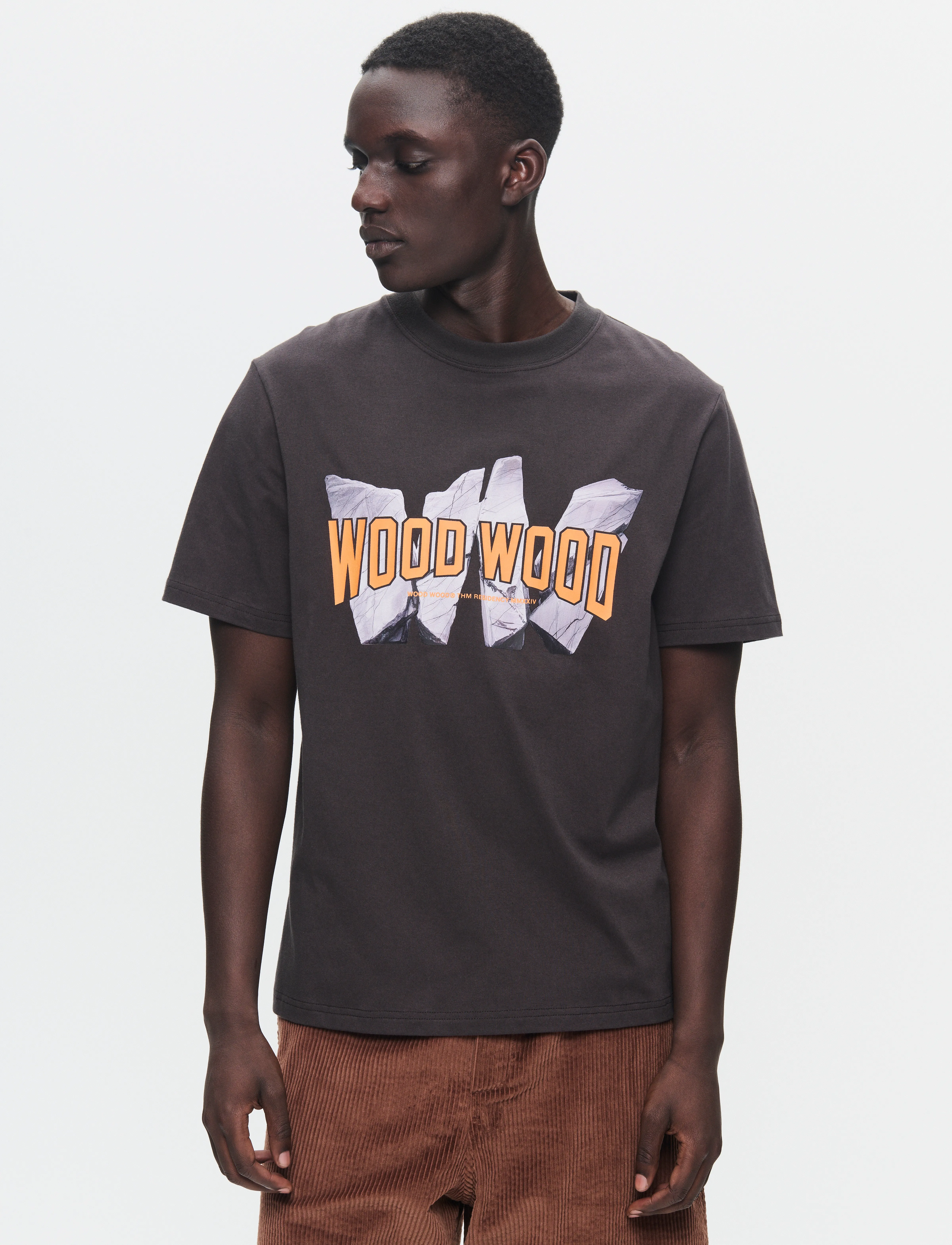 WOOD WOOD Wwbobby Archrock, S, Grey, T-Shirts > Kortærmede, Herre