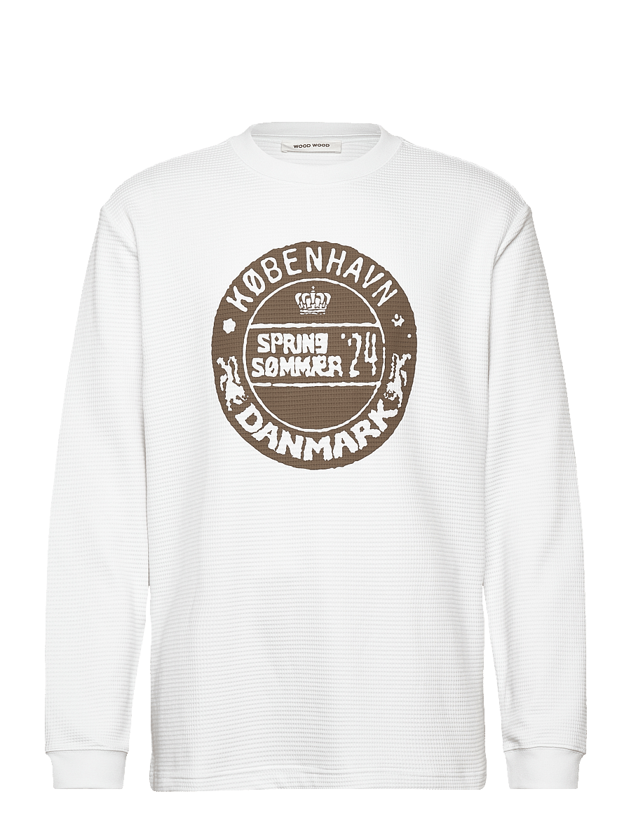 WOOD WOOD - WWHerc Waffle LS T-shirt - pikkade varrukatega t-särgid - white - 0