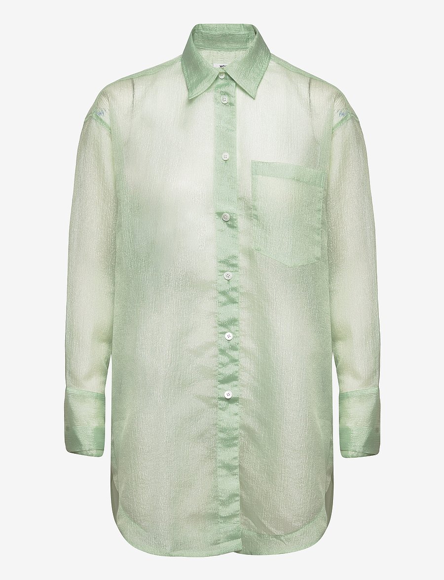 WOOD WOOD - Beth crinkled shirt - långärmade skjortor - light green - 0
