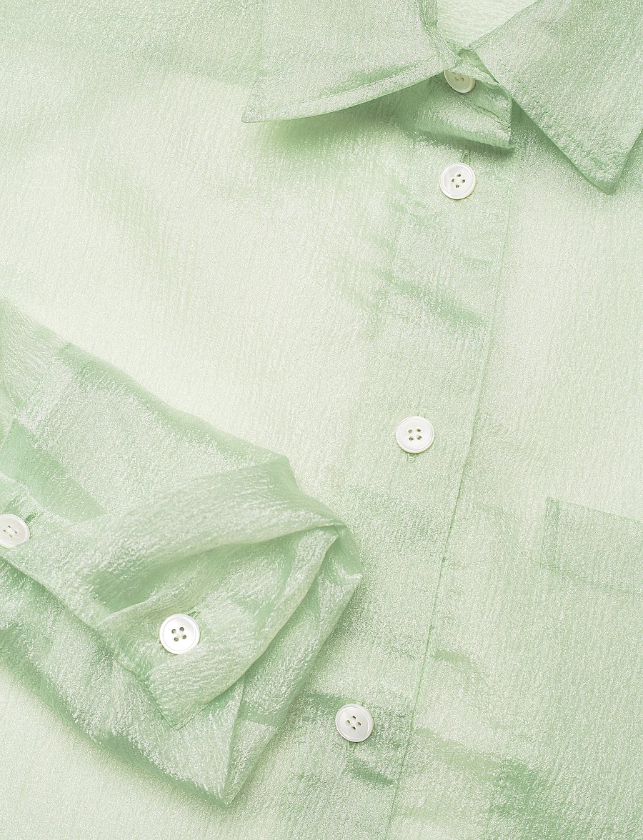 WOOD WOOD - Beth crinkled shirt - långärmade skjortor - light green - 2