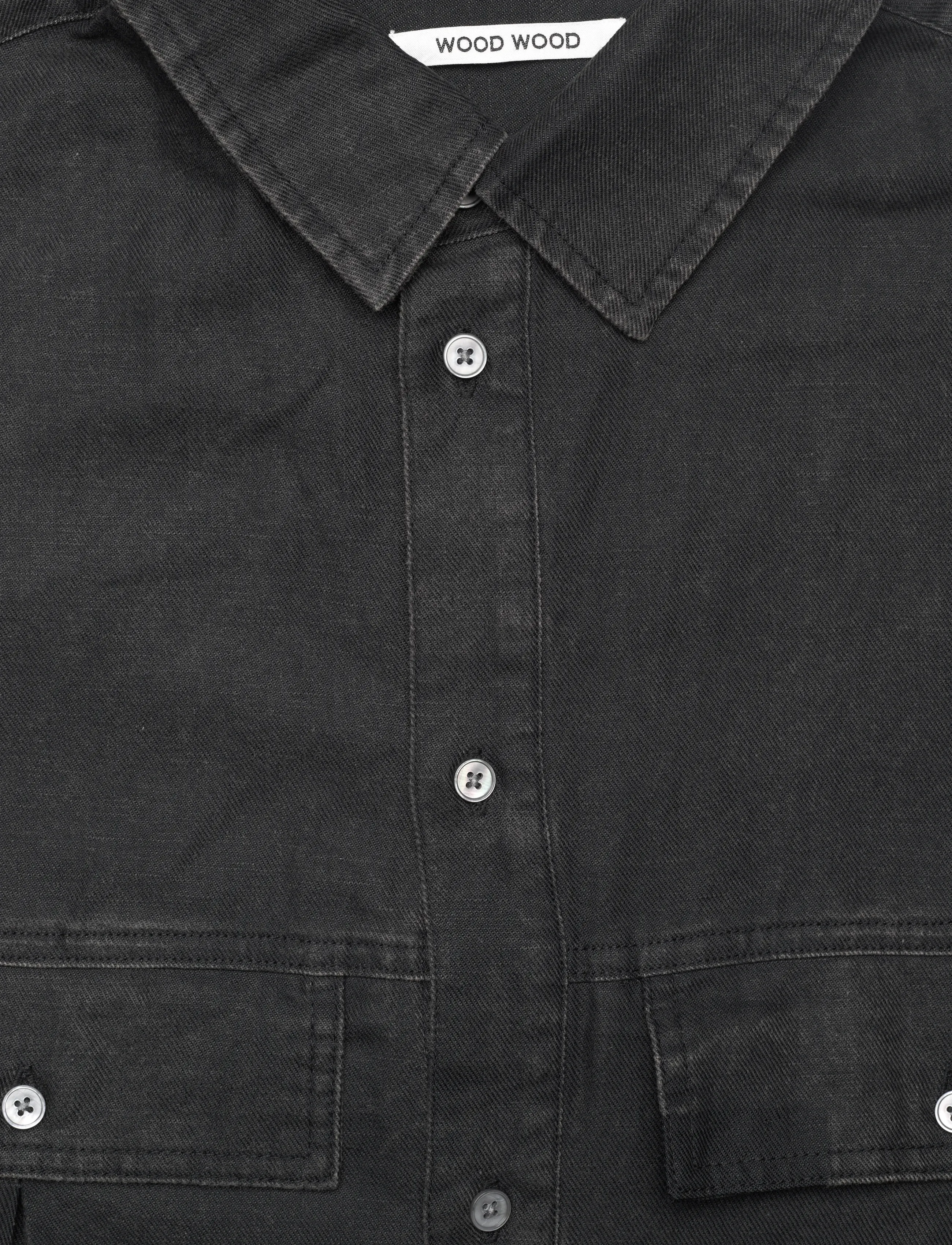 WOOD WOOD - WWNico Pleated Shirt - vabaajasärgid - black - 2