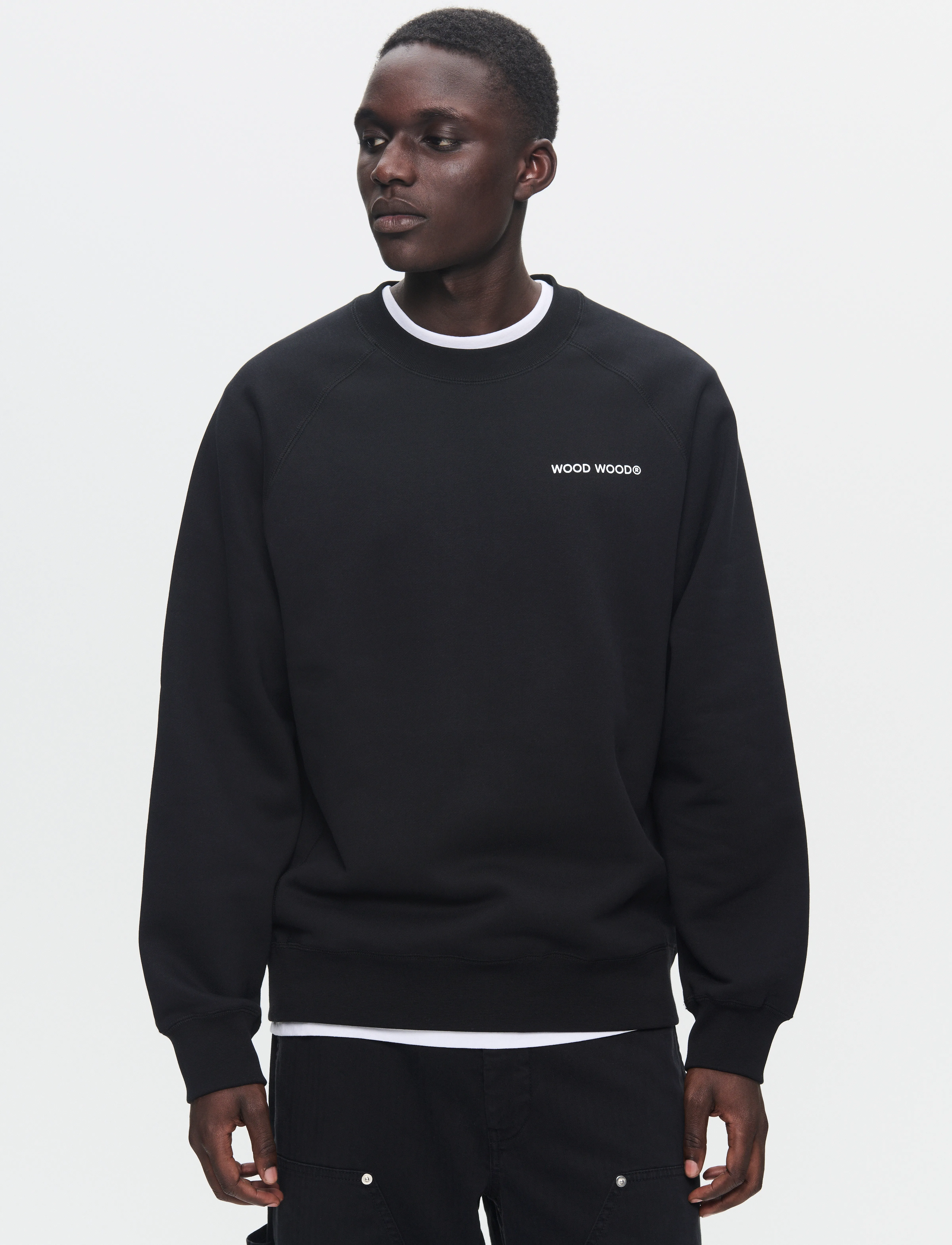 WOOD WOOD WWHester chest print - Sweatshirts - BLACK BEAUTY / black