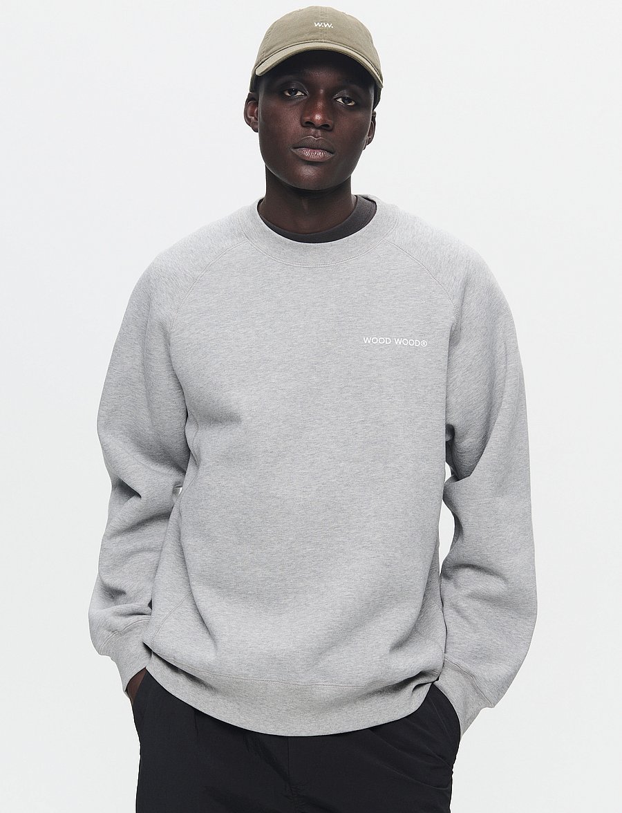 WOOD WOOD - WWHester chest print - sweatshirts - light melange grey - 0