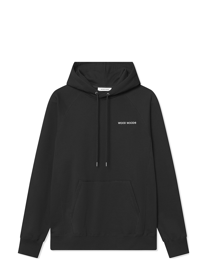 WOOD WOOD - WWFred hoodie chest print - hoodies - black beauty - 1