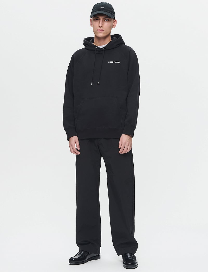 WOOD WOOD - WWFred hoodie chest print - hoodies - black beauty - 2