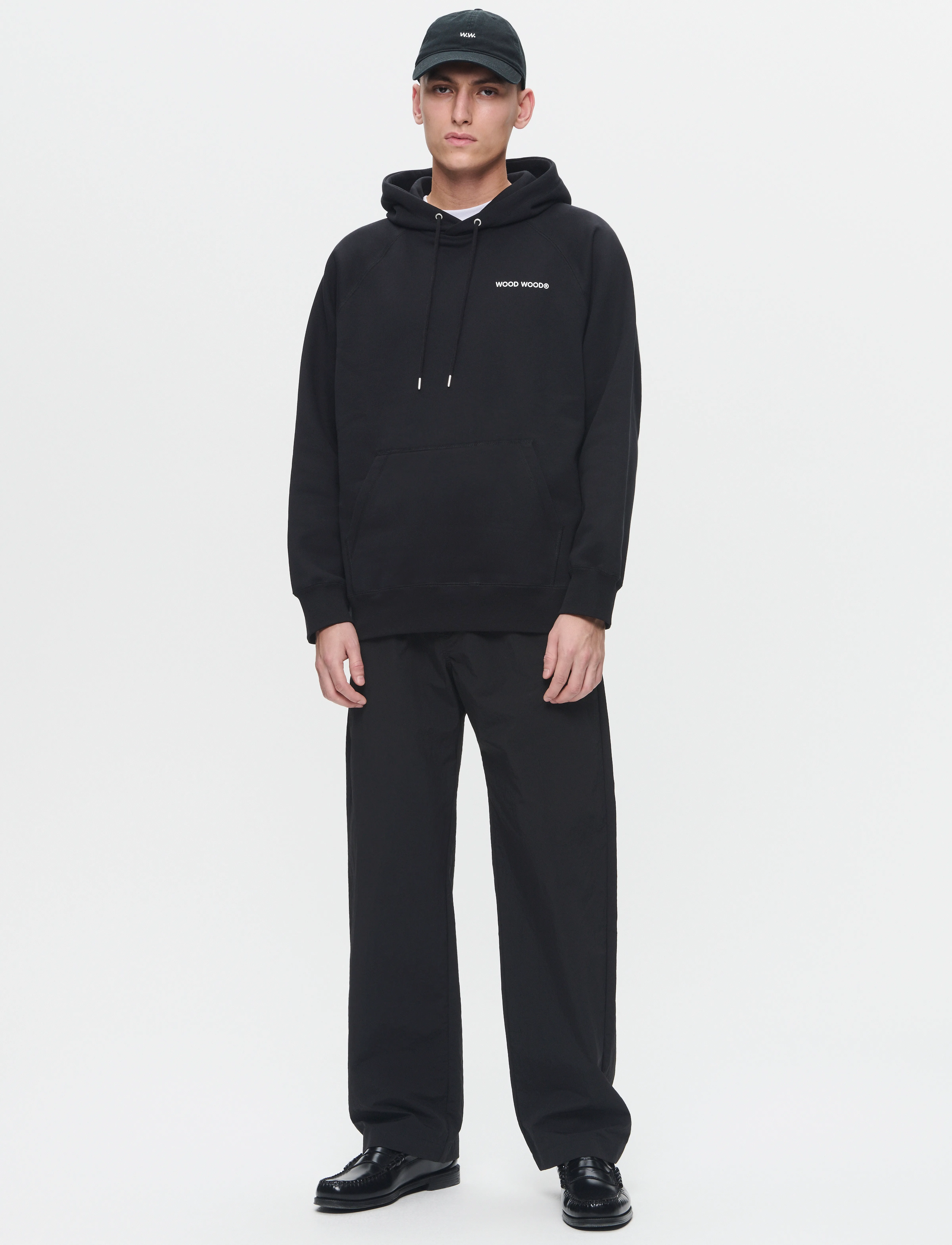 WOOD WOOD - WWFred hoodie chest print - kapuzenpullover - black beauty - 2