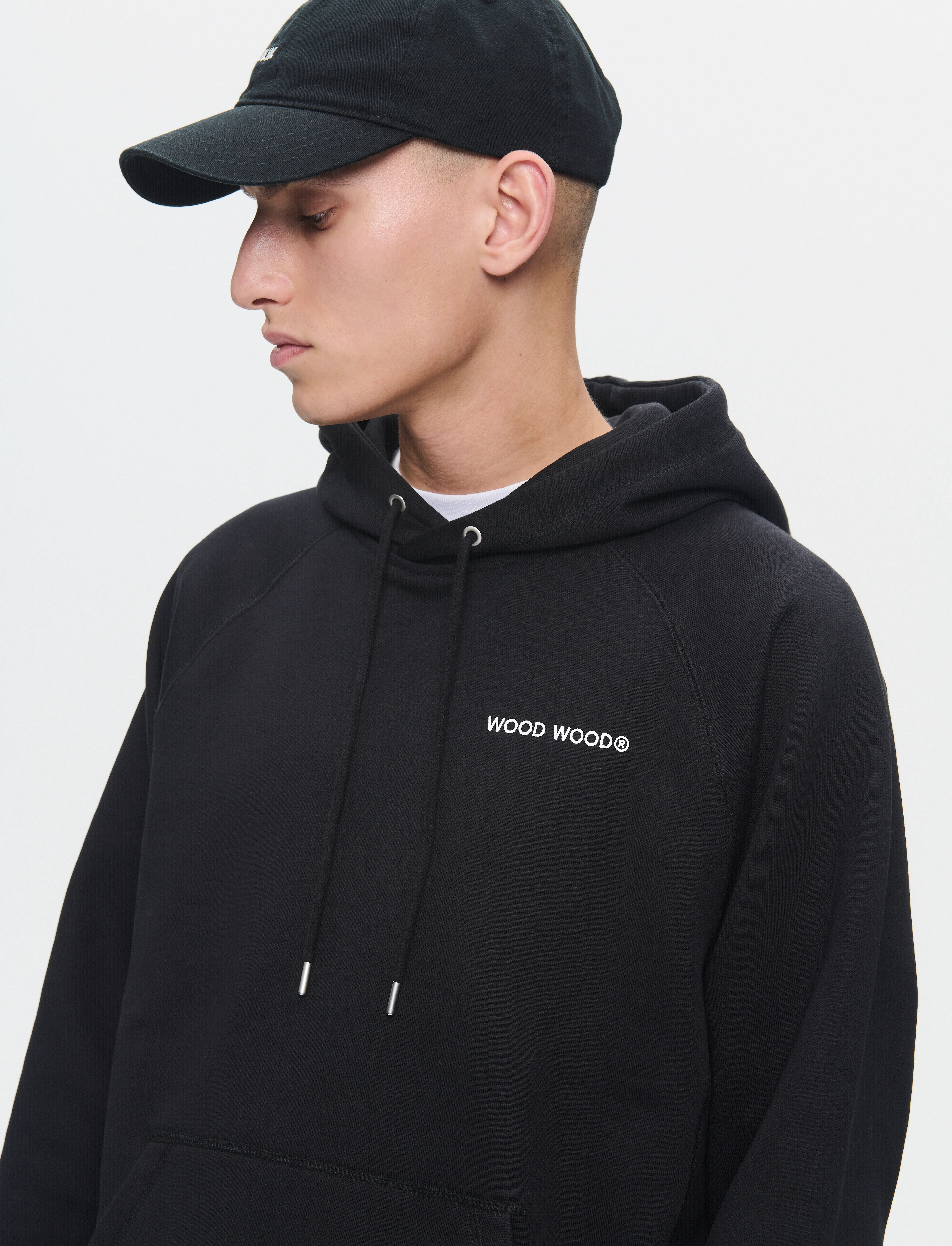 WOOD WOOD - WWFred hoodie chest print - kapuzenpullover - black beauty - 4