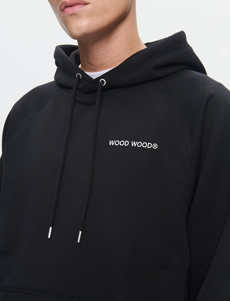 WOOD WOOD - WWFred hoodie chest print - hoodies - black beauty - 5