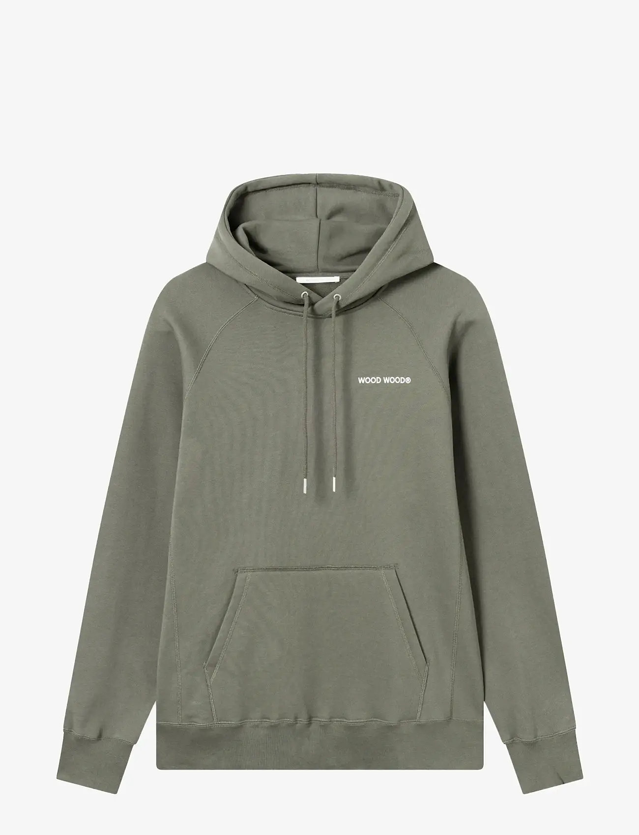 WOOD WOOD - WWFred hoodie chest print - hoodies - dusty olive - 0