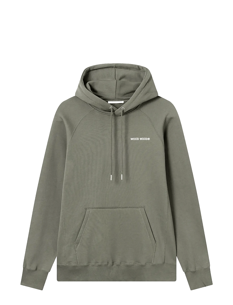 WOOD WOOD - WWFred hoodie chest print - hoodies - dusty olive - 0