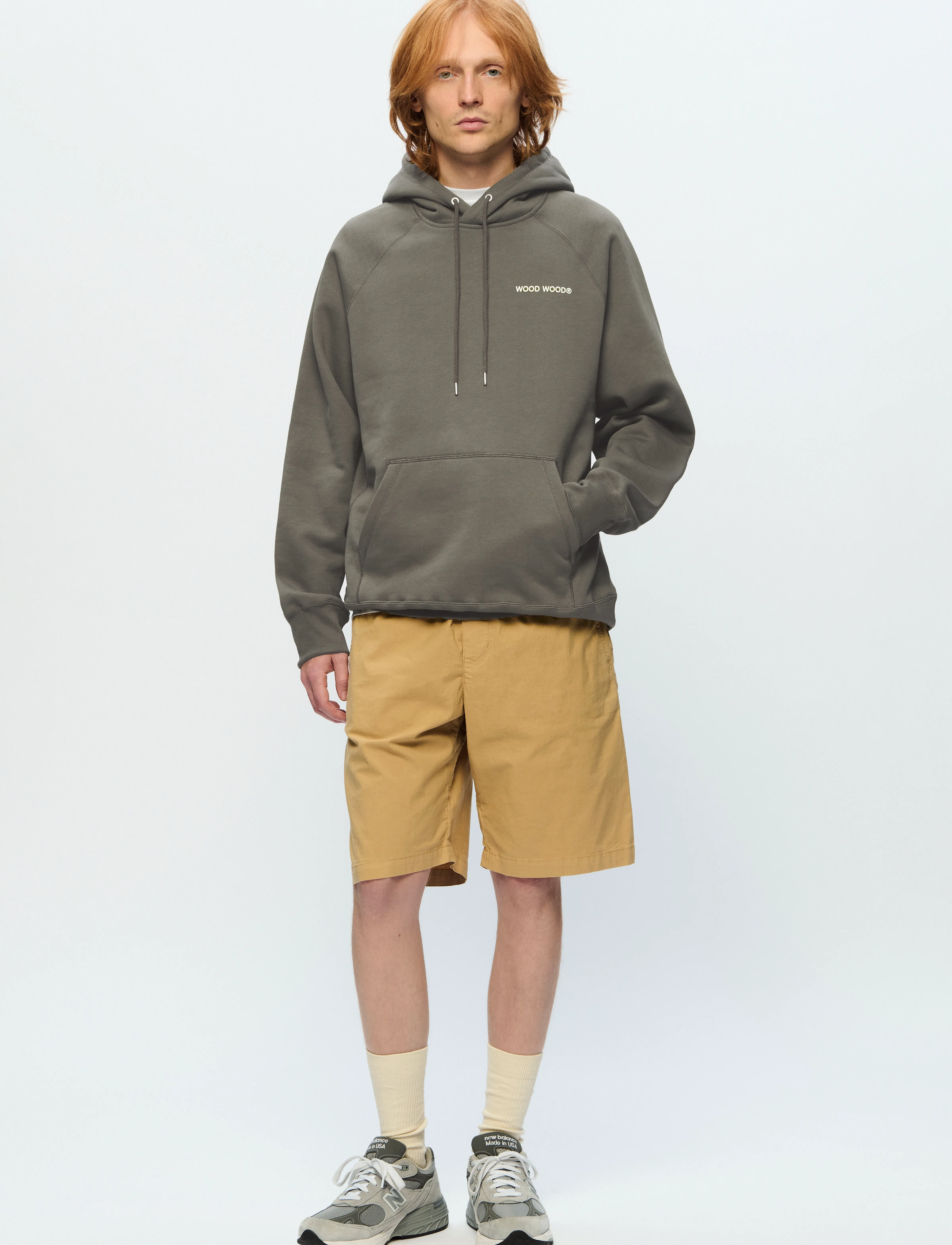 WOOD WOOD - WWFred hoodie chest print - hættetrøjer - dusty olive - 2