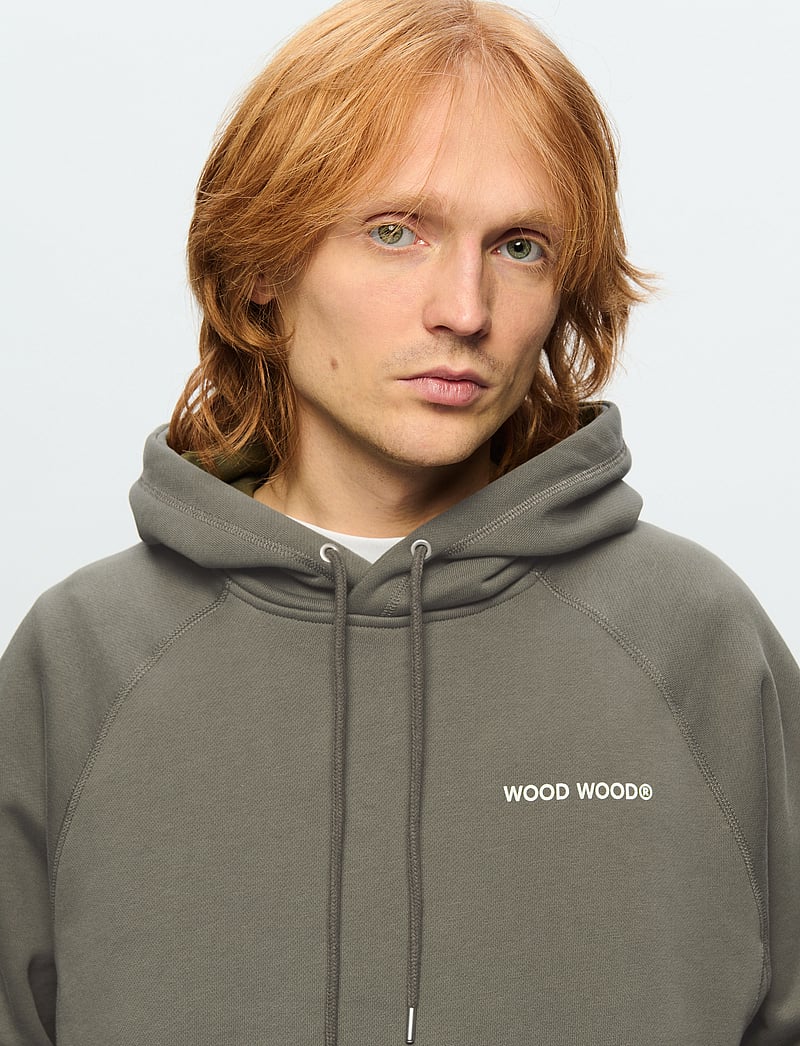 WOOD WOOD - WWFred hoodie chest print - hoodies - dusty olive - 4
