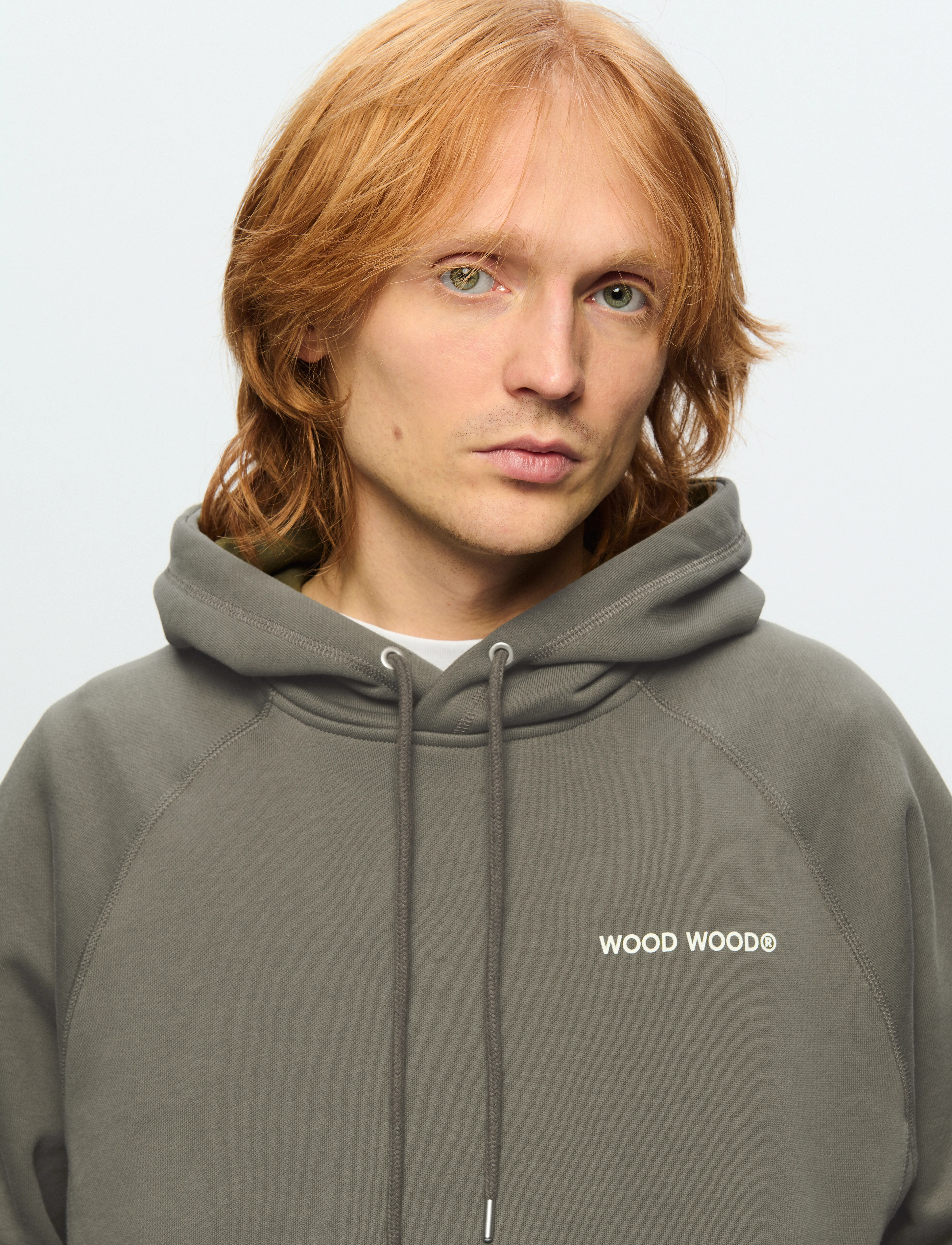 WOOD WOOD - WWFred hoodie chest print - hættetrøjer - dusty olive - 4