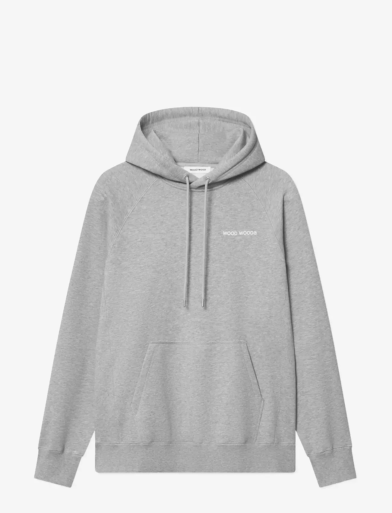 WOOD WOOD - WWFred hoodie chest print - hoodies - light melange grey - 1