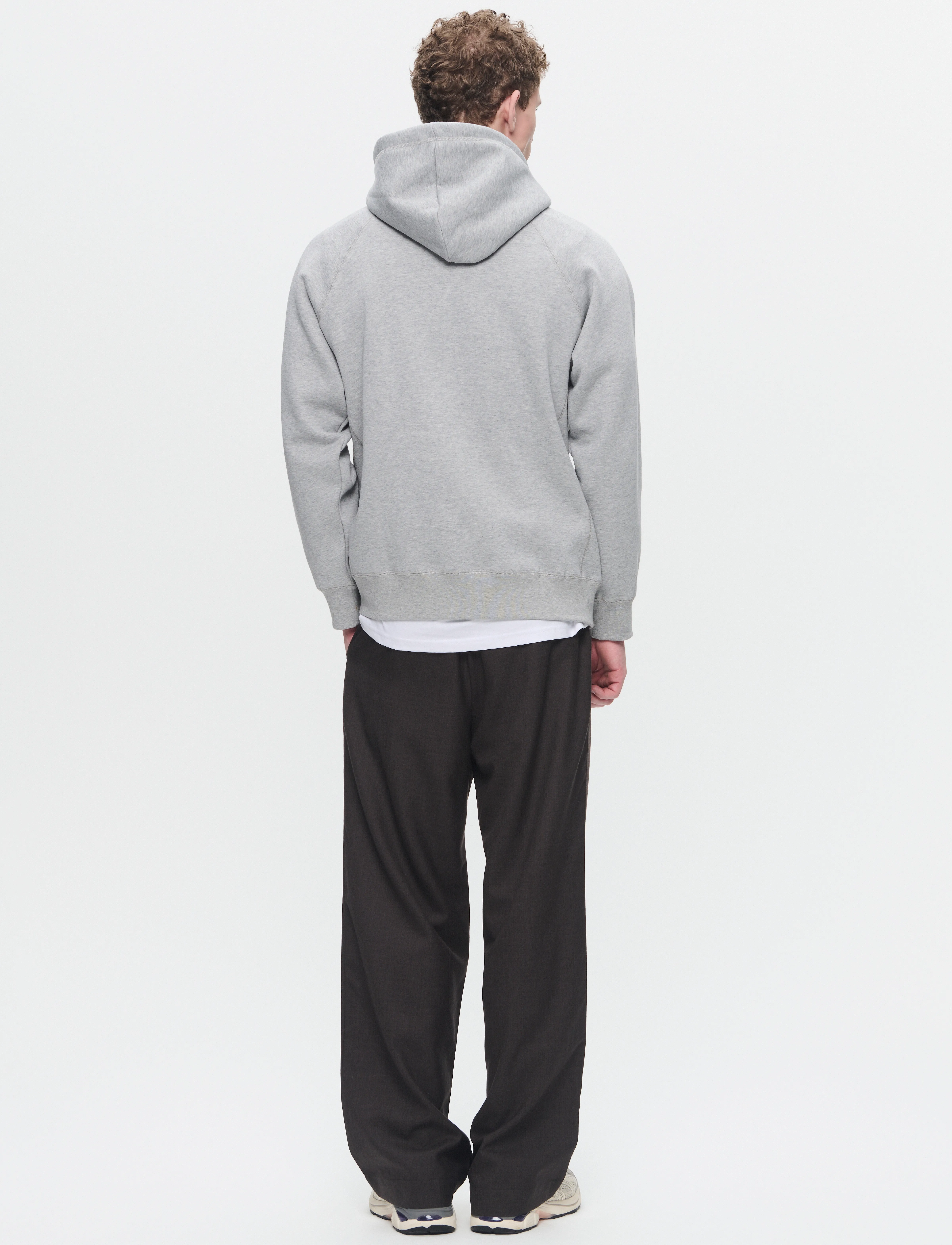 WOOD WOOD - WWFred hoodie chest print - sweats à capuche - light melange grey - 3