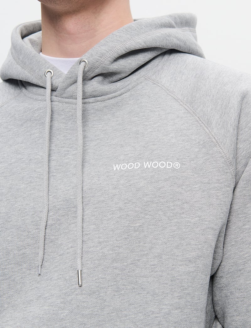 WOOD WOOD - WWFred hoodie chest print - hoodies - light melange grey - 4