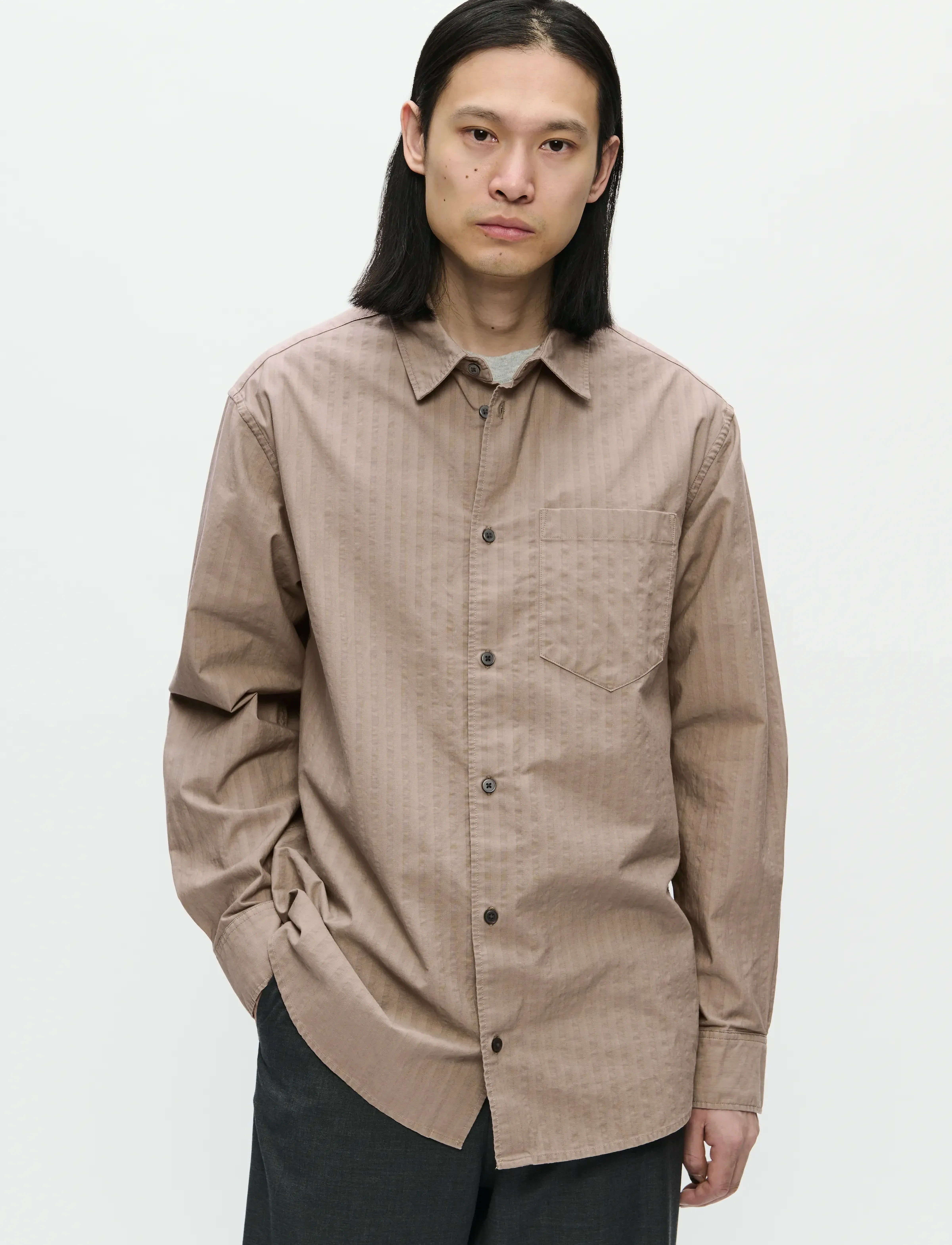 WOOD WOOD Wwnico Shirt 25201, Mænd, Langærmet Skjorte, Beige, Str: XL