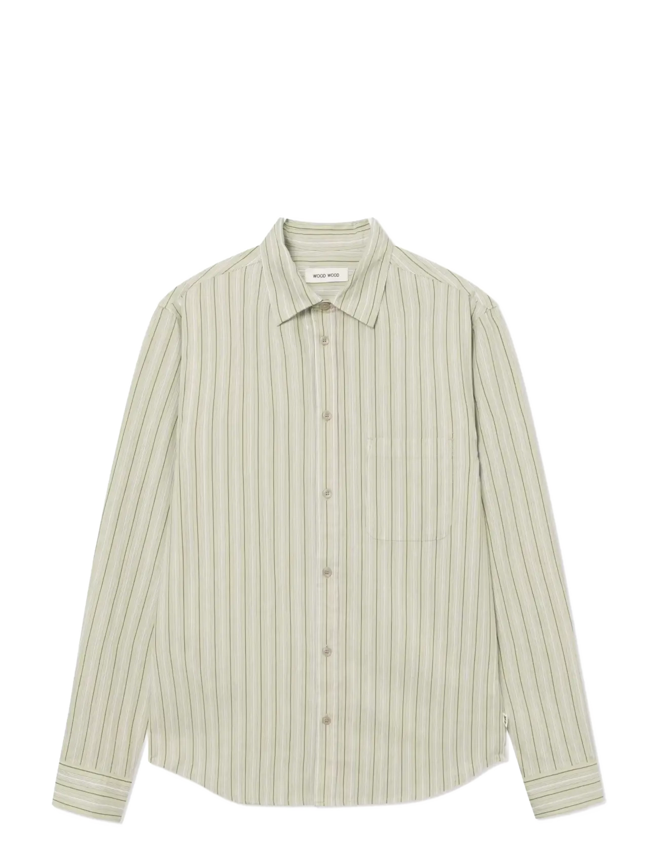 WOOD WOOD - WWCarter shirt 25200 - tavalised t-särgid - celadon green stripe - 1
