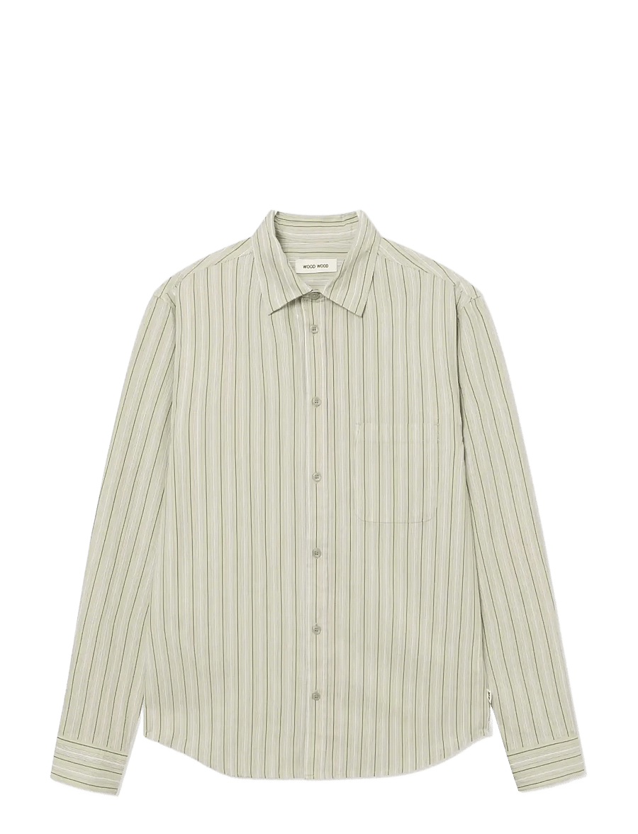 WOOD WOOD - WWCarter shirt 25200 - basic skjorter - celadon green stripe - 1
