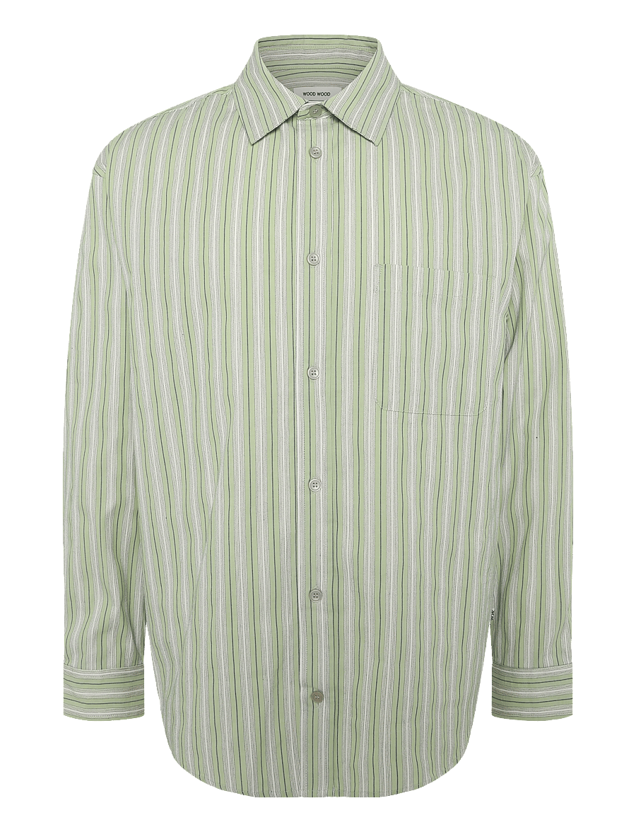 WOOD WOOD - WWCarter shirt 25200 - podstawowe koszulki - celadon green stripe - 1