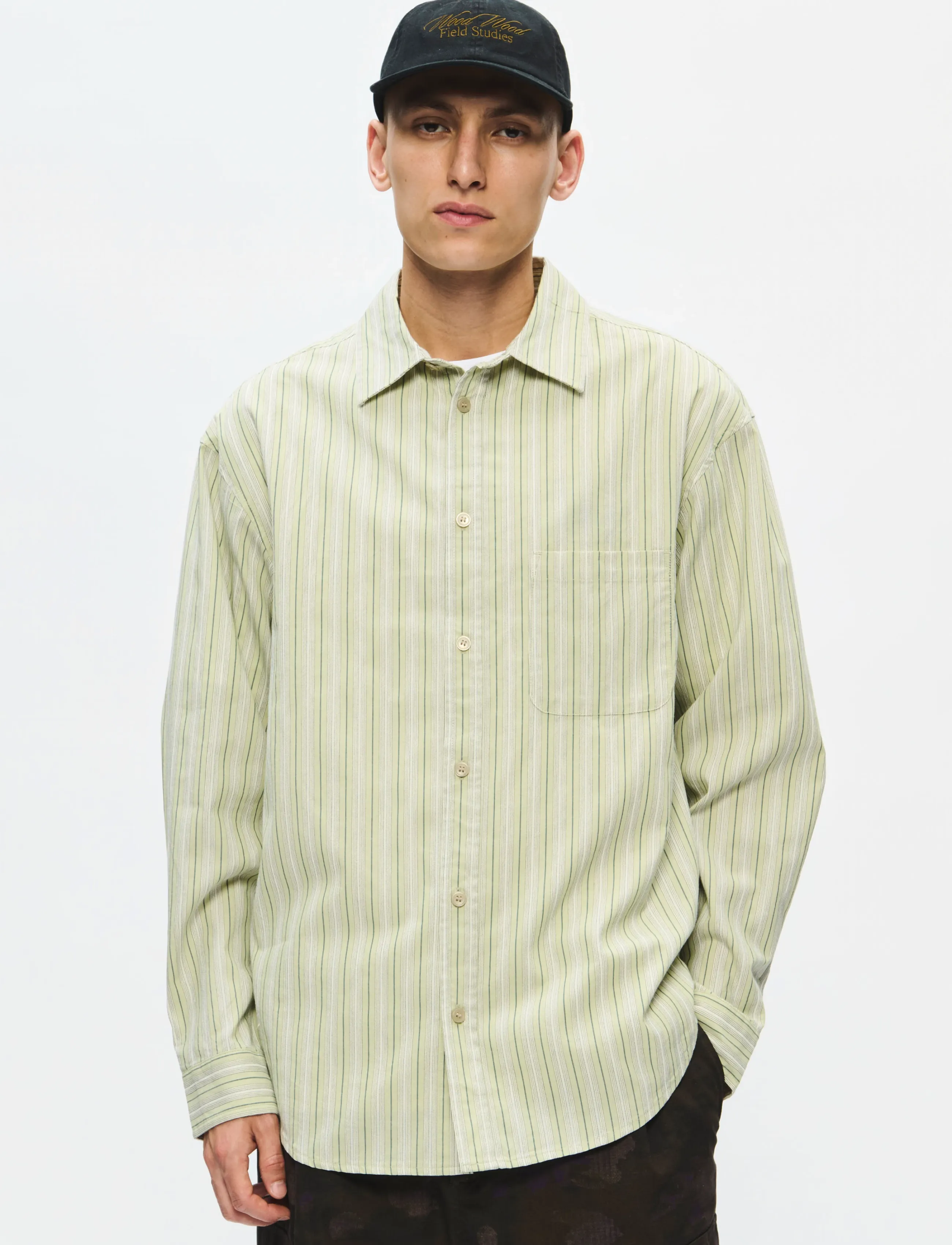 WOOD WOOD WWCarter shirt 25200 - Särgid - CELADON GREEN STRIPE / green