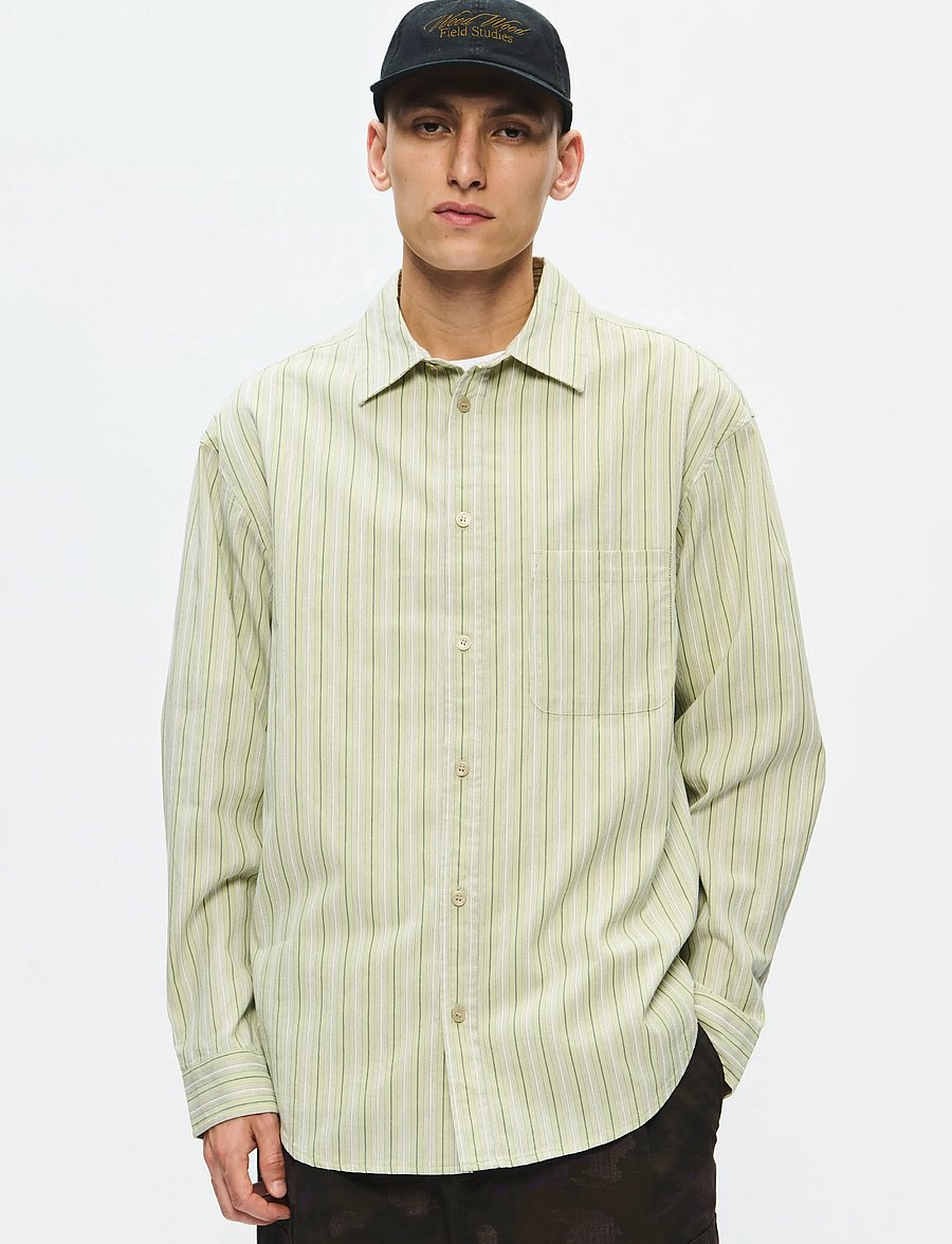 WOOD WOOD - WWCarter shirt 25200 - basic skjorter - celadon green stripe - 0