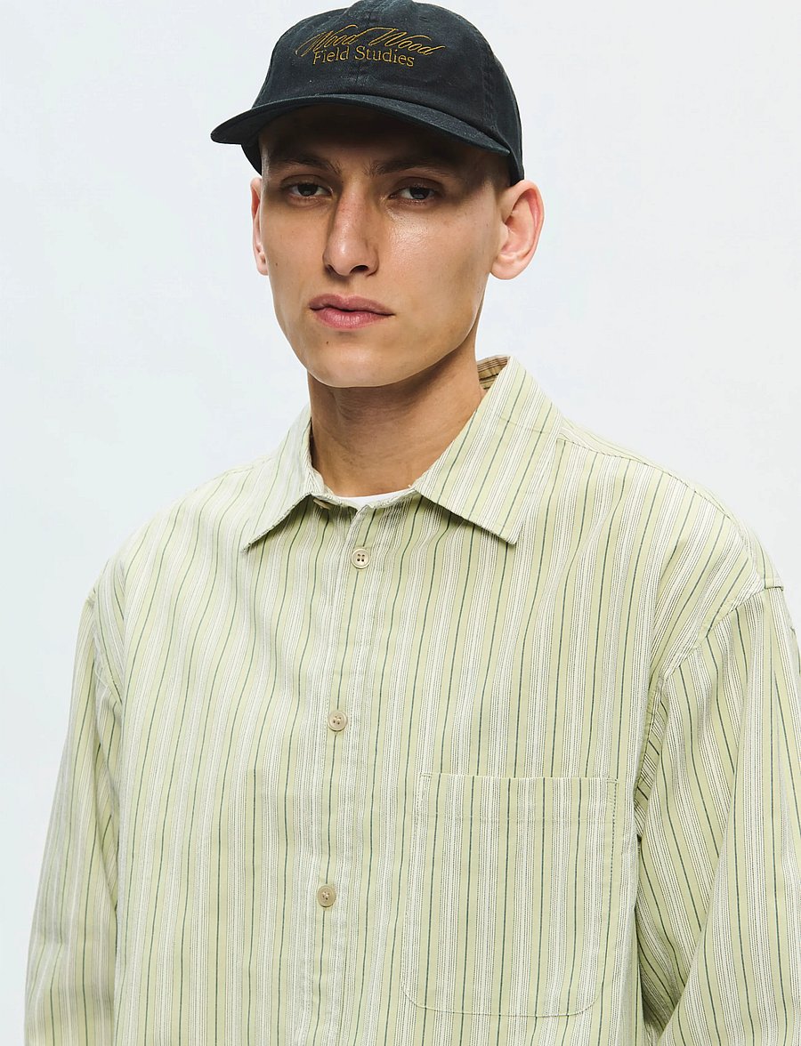 WOOD WOOD - WWCarter shirt 25200 - basic skjorter - celadon green stripe - 4