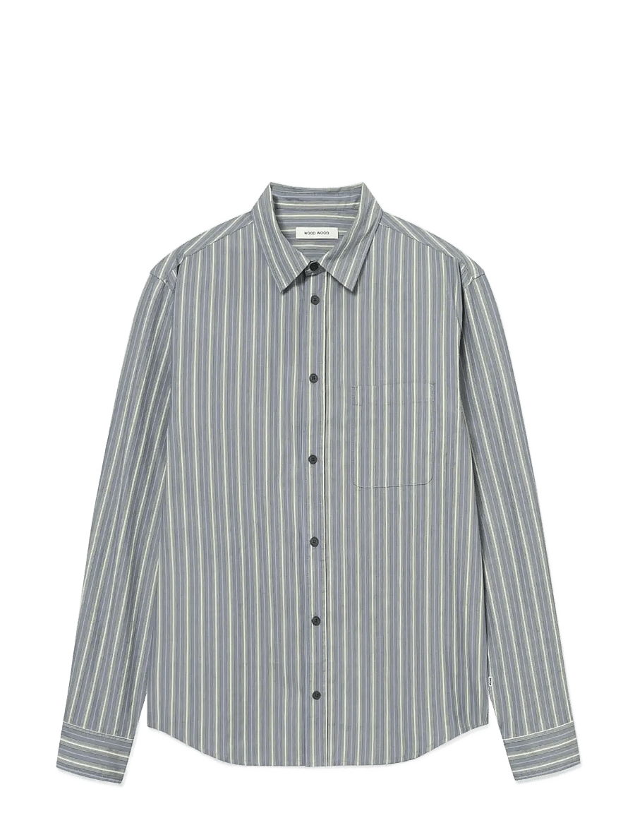 WOOD WOOD - WWCarter shirt 25200 - basic skjortor - vintage blue stripe - 1