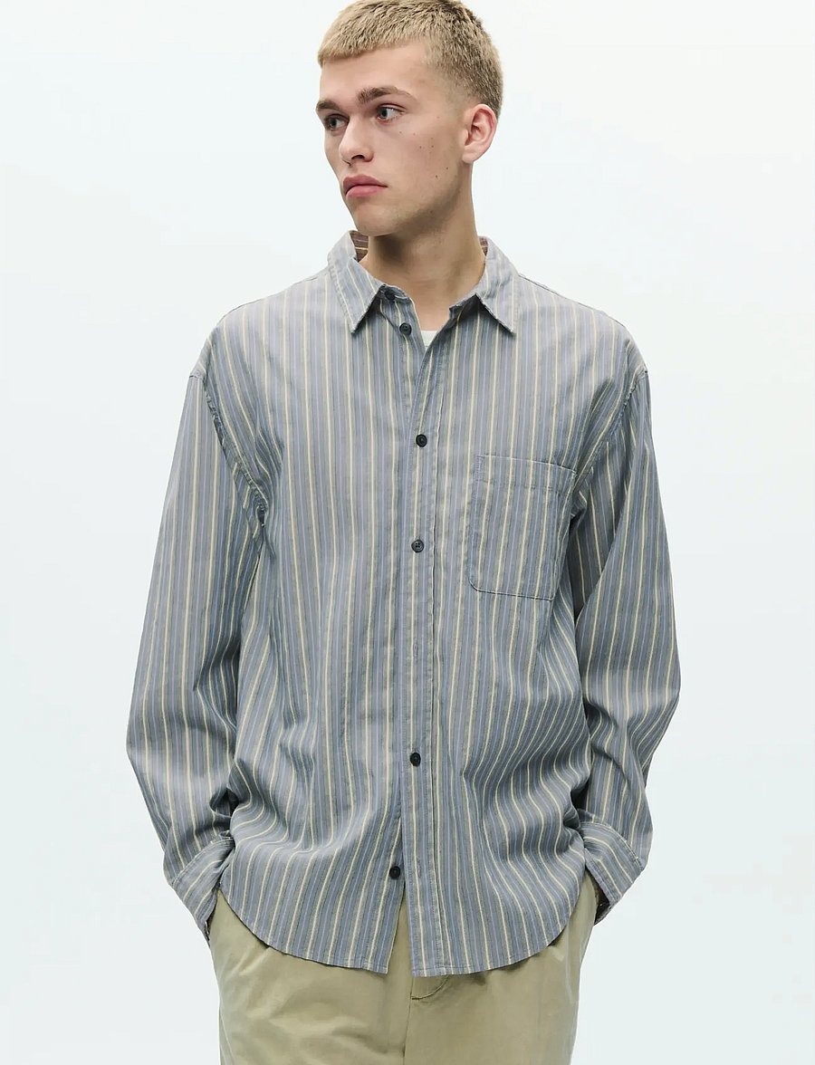 WOOD WOOD - WWCarter shirt 25200 - basic skjortor - vintage blue stripe - 0