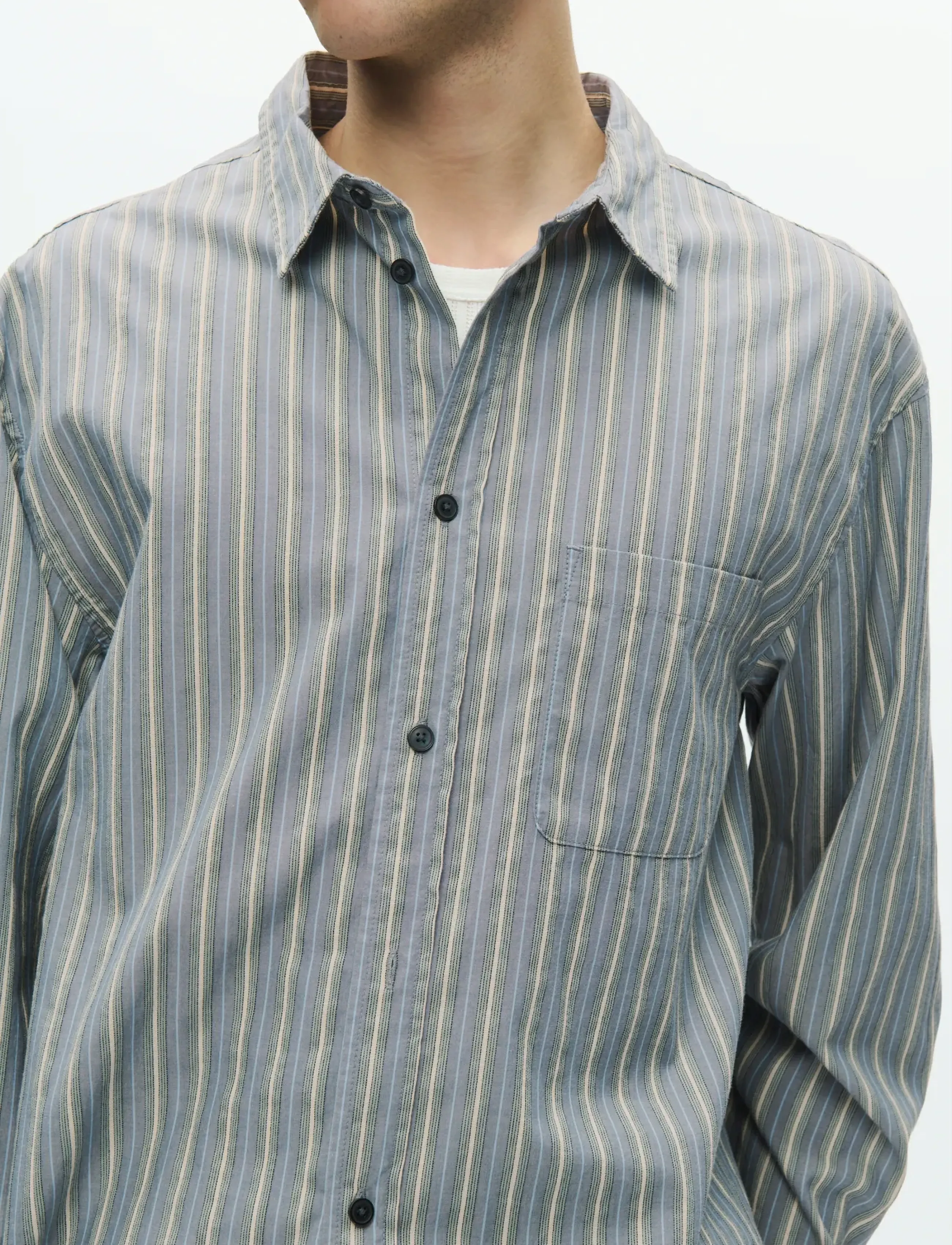 WOOD WOOD - WWCarter shirt 25200 - basic skjortor - vintage blue stripe - 4