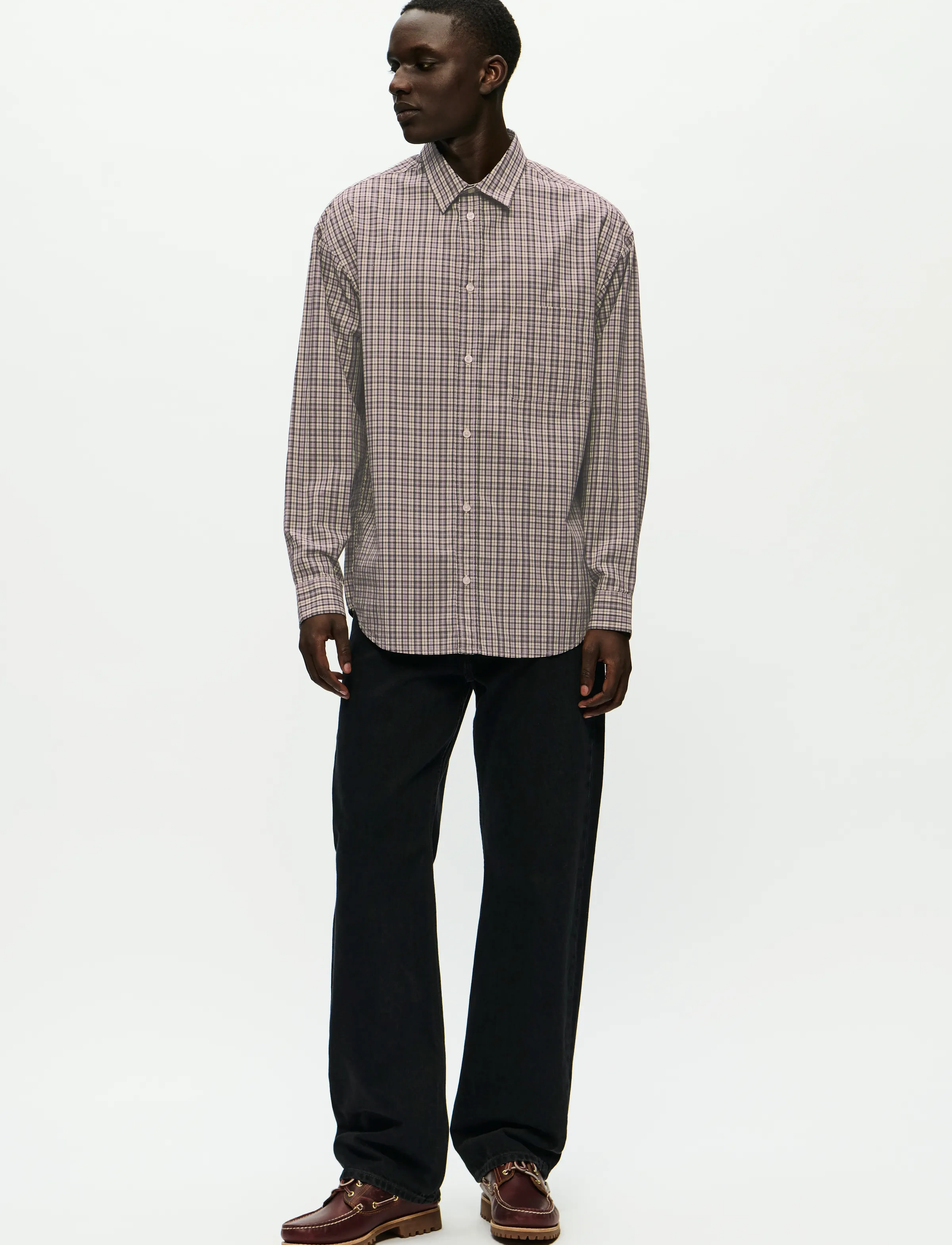 WOOD WOOD - WWCarter shirt check 25115 - minimal gray check - 2