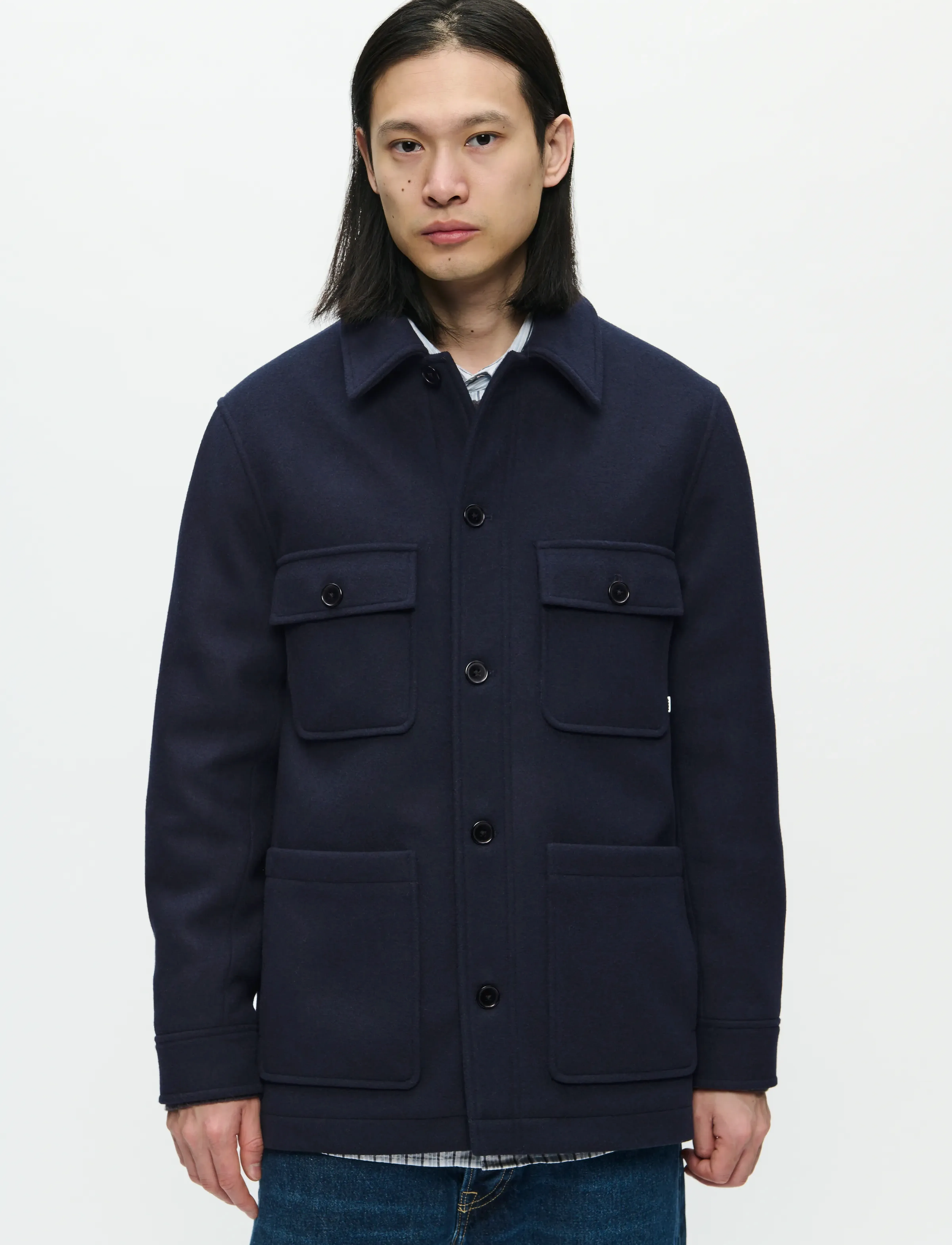 WOOD WOOD Wwivan Shirt Jacket 25190, S, Navy, Jakker > Lette Jakker, Herre