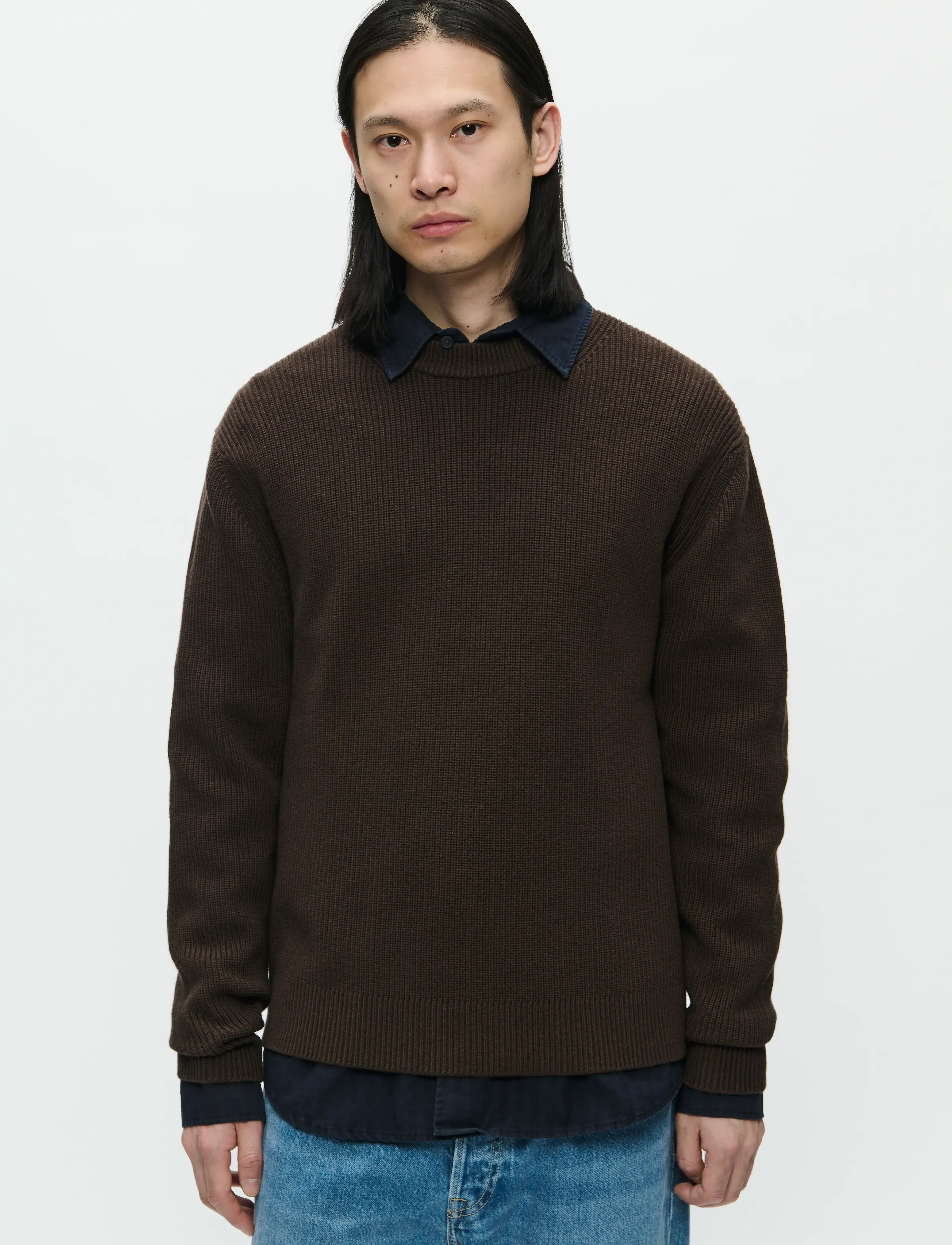 WOOD Wwmorten Crew Neck 25195, S, Knitwear, Braun - Round Necks, Männerswear