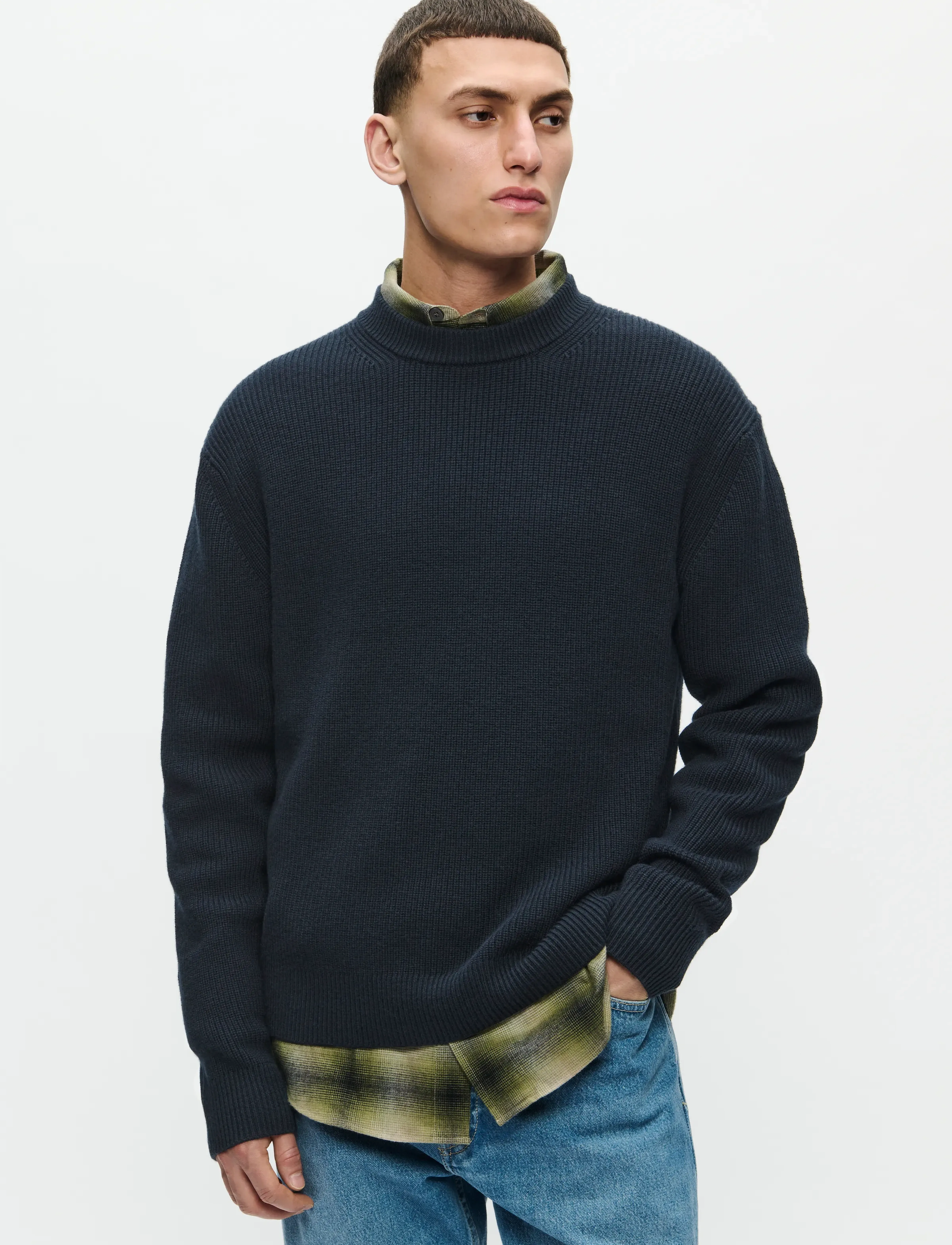 WOOD WOOD Wwmorten Crew Neck 25195, Mænd, Rundhalset Sweater, Navy, Str: XS