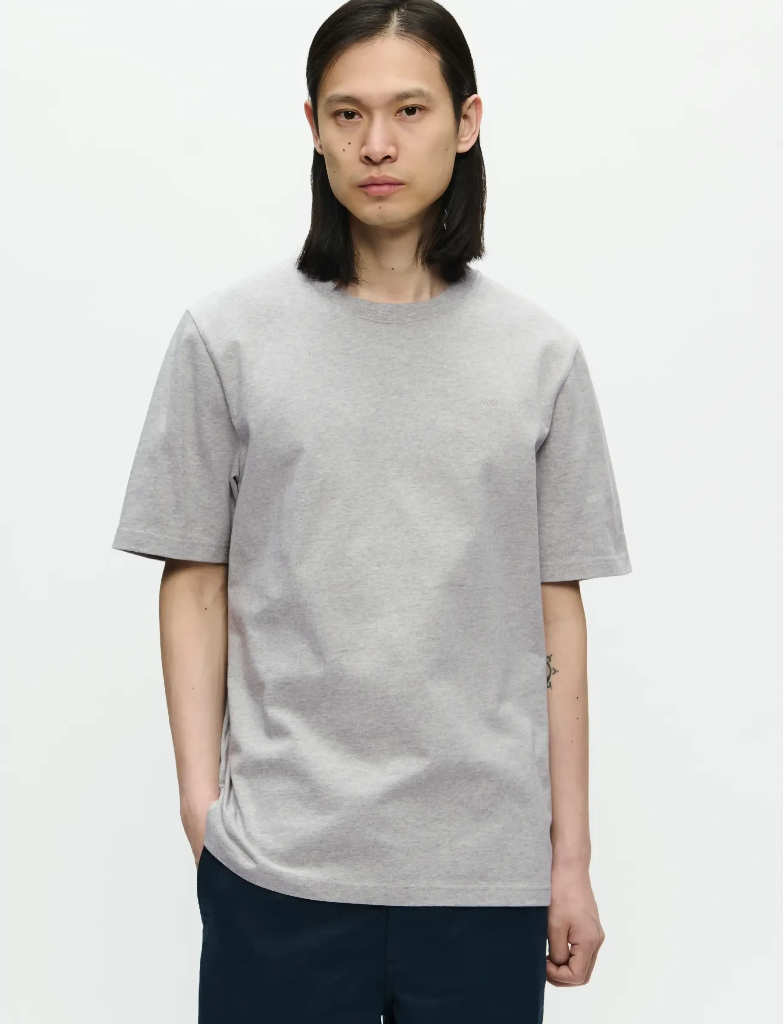 WOOD WOOD WWBobby tee 25216 - WOOD WOOD - LIGHT MELANGE GREY / grey