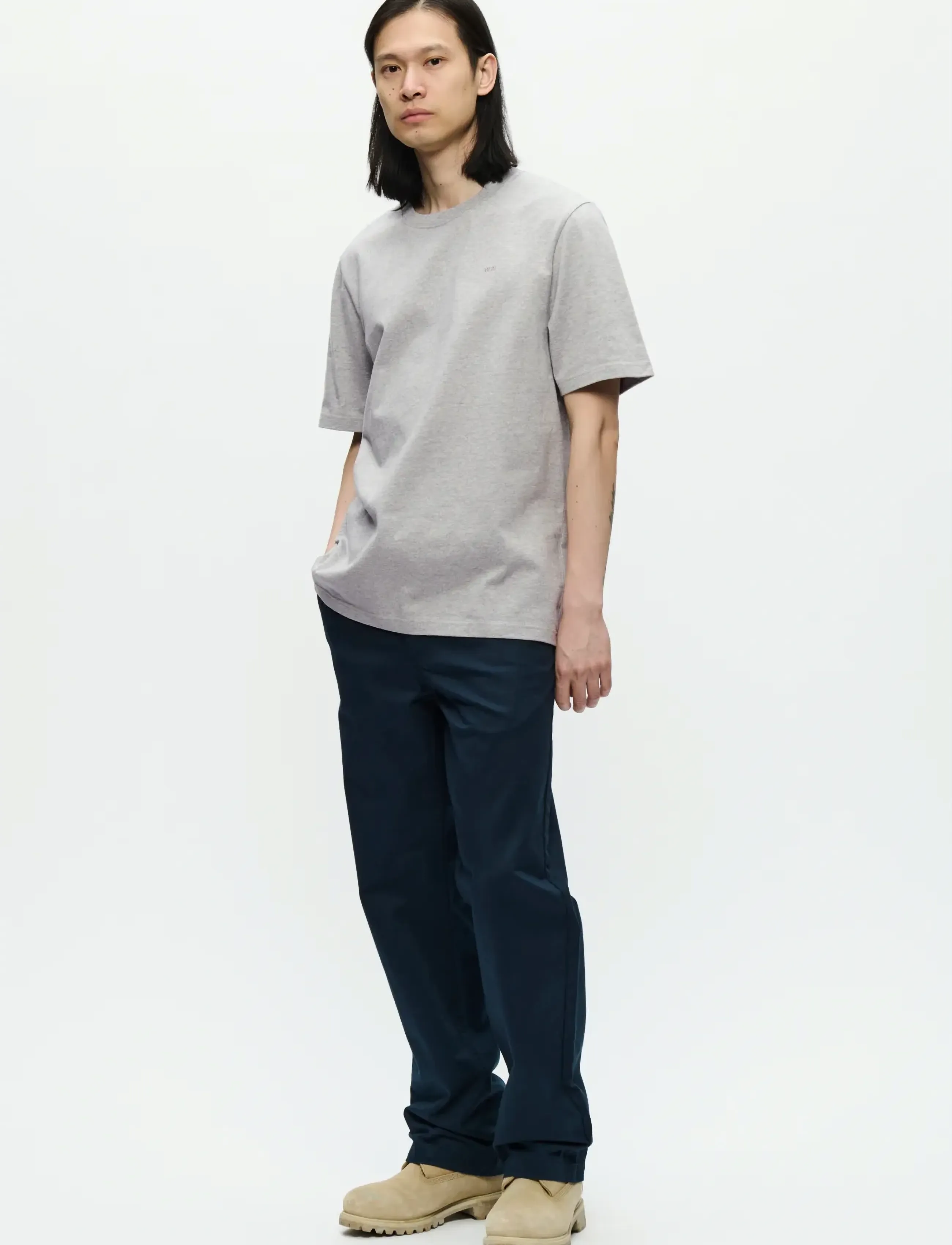 WOOD WOOD - WWBobby tee 25216 - short-sleeved t-shirts - light melange grey - 2