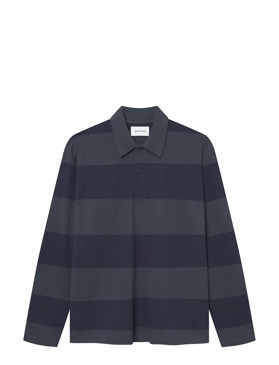 WOOD WOOD - WWThiago polo 25210 - langärmelig - black sand stripe - 1