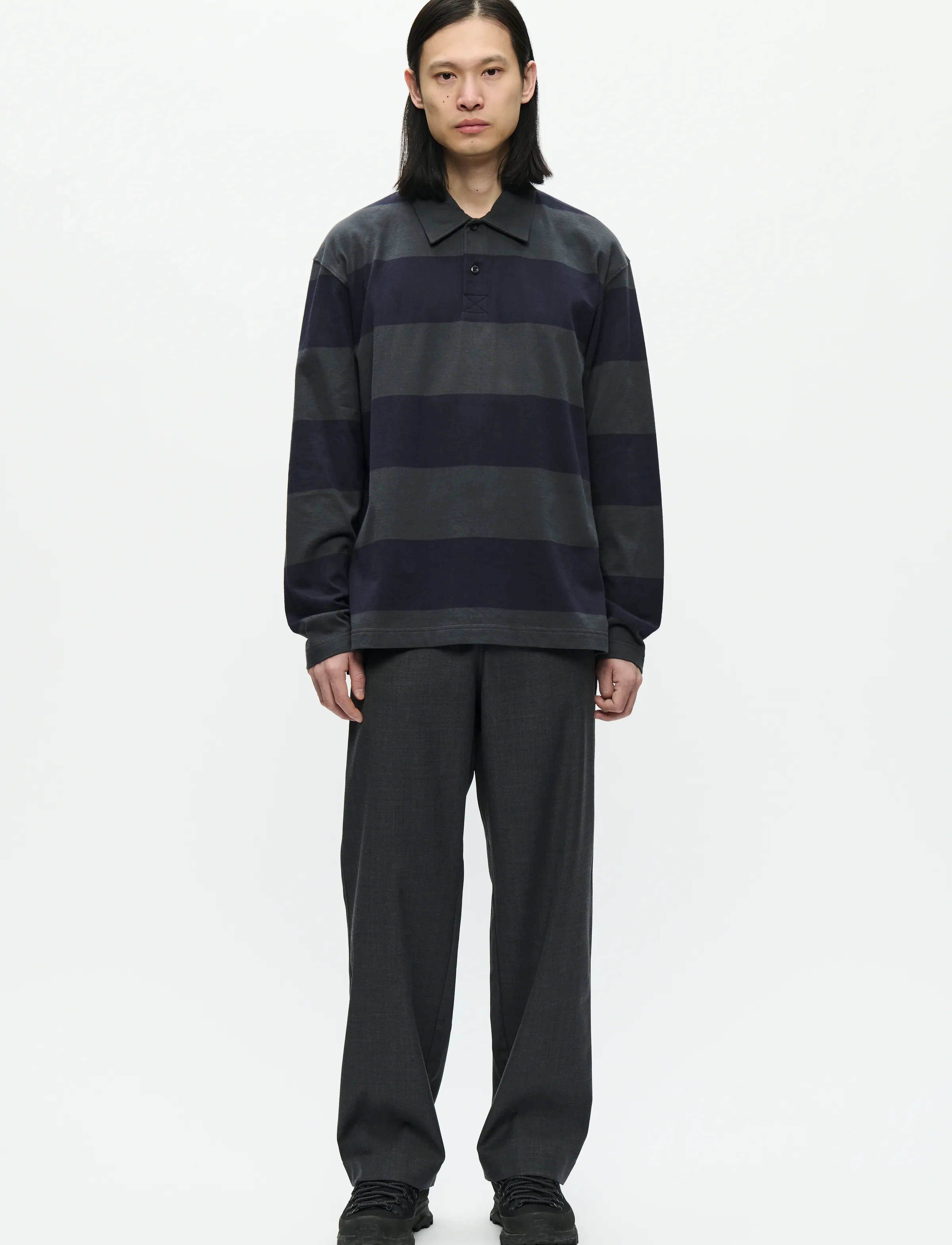 WOOD WOOD - WWThiago polo 25210 - langärmelig - black sand stripe - 2