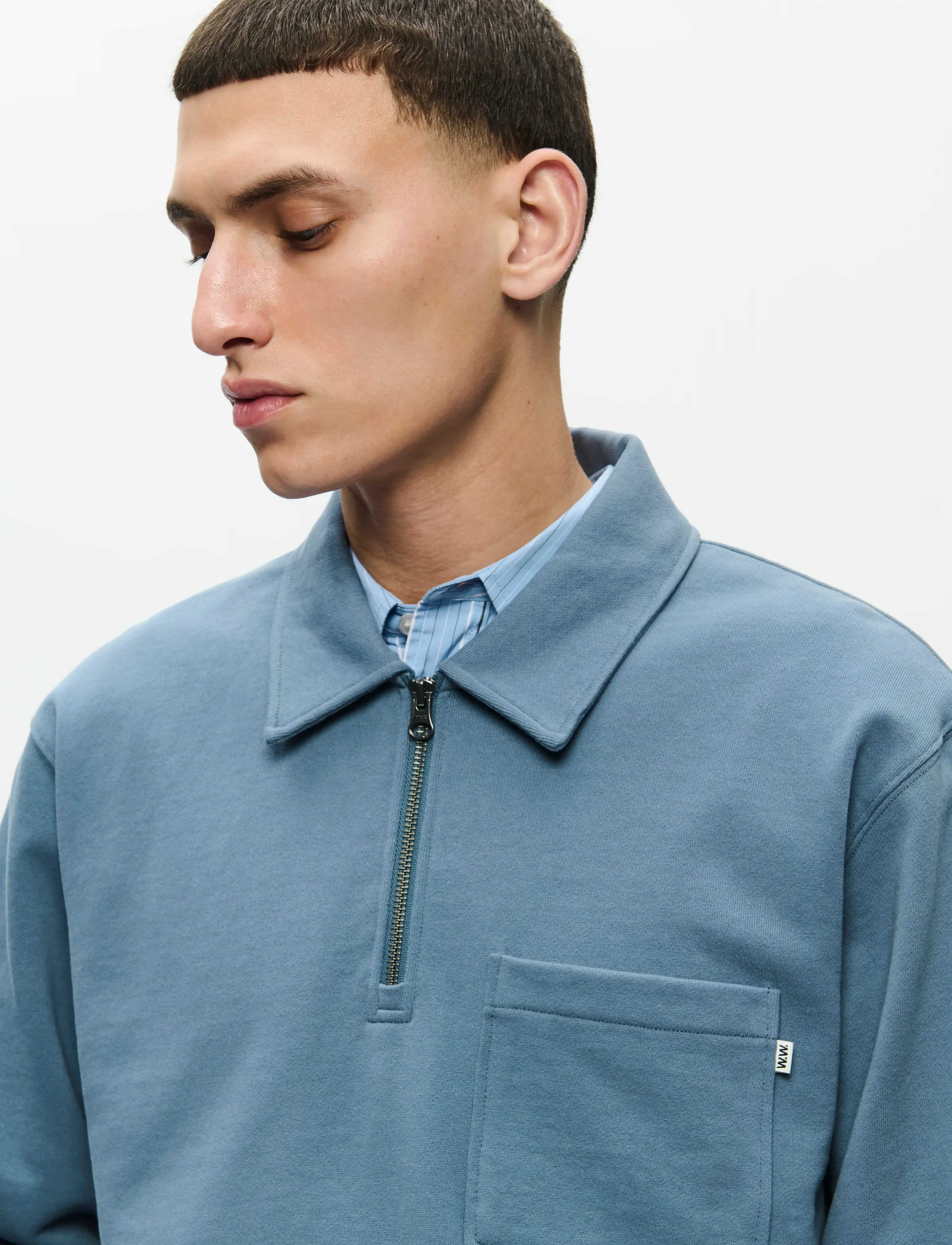 WOOD WOOD - WWAndrew half zipper 25211 - polo marškinėliai ilgomis rankovėmis - bluefin - 4