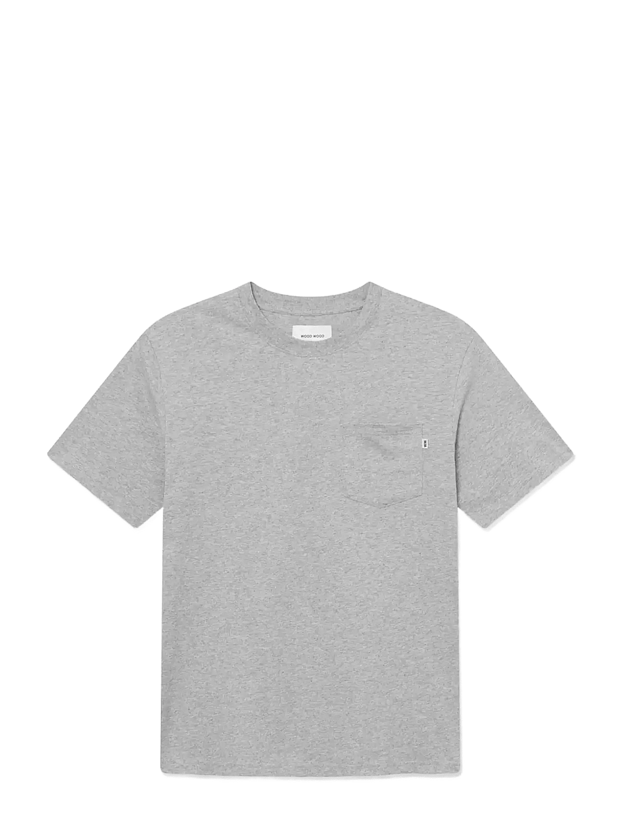 WOOD WOOD - WWBobby pocket tee 25220 - kurzärmelig - light melange grey - 1