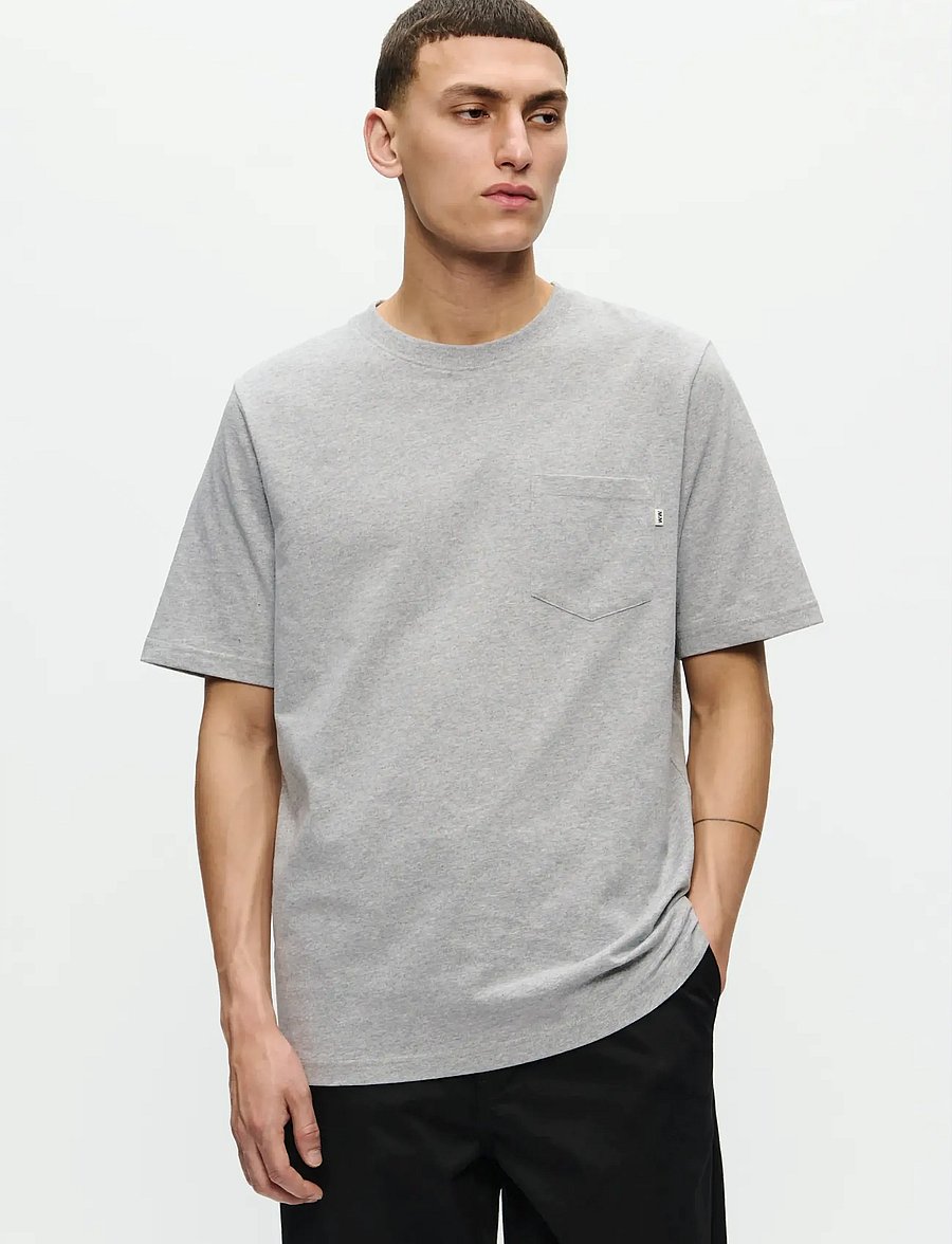 WOOD WOOD - WWBobby pocket tee 25220 - kurzärmelig - light melange grey - 0