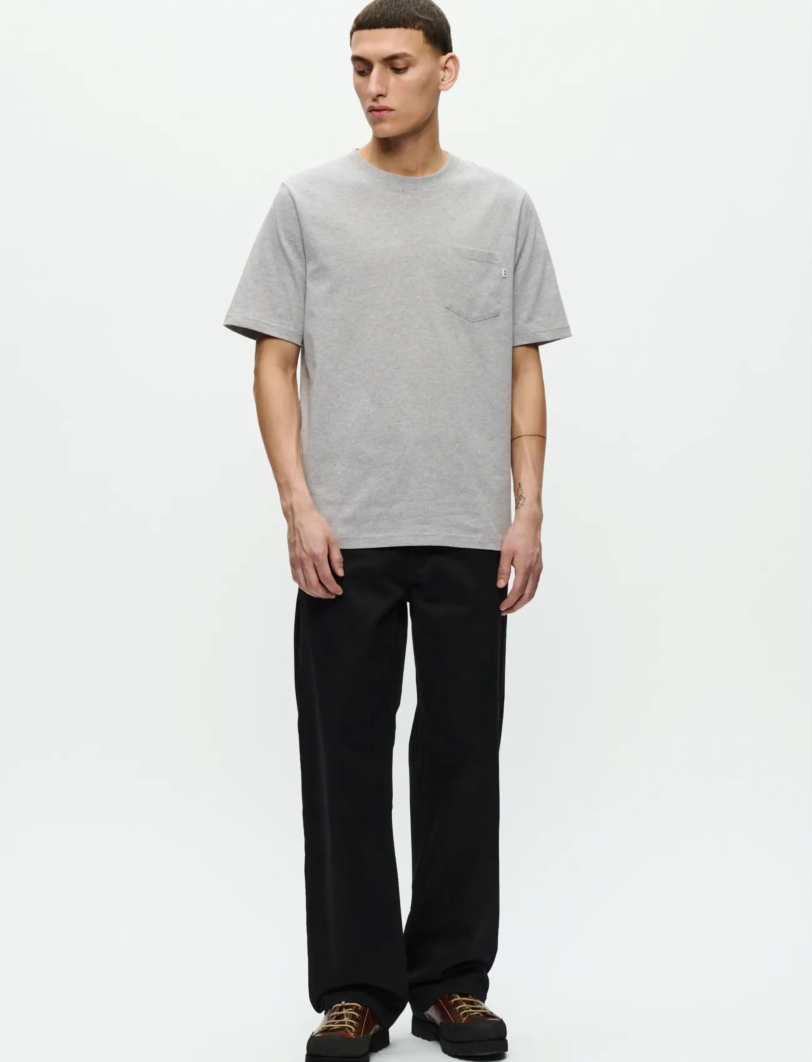 WOOD WOOD - WWBobby pocket tee 25220 - lühikeste varrukatega t-särgid - light melange grey - 2